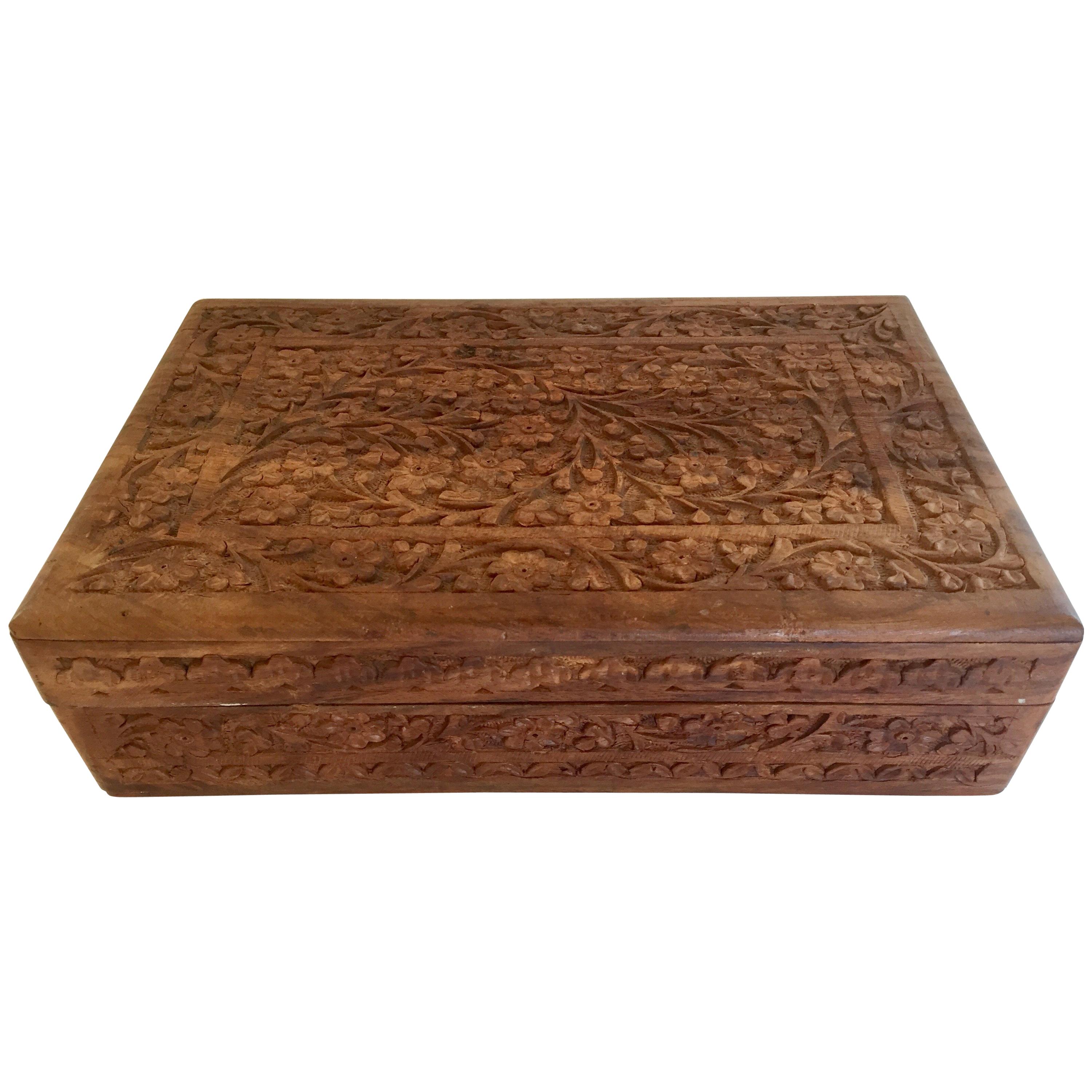 Anglo Raj Hand-Carved Wooden Decorative Jewelry Box