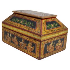 Caja de madera para joyas Anglo Raj Pintada a mano Años 20