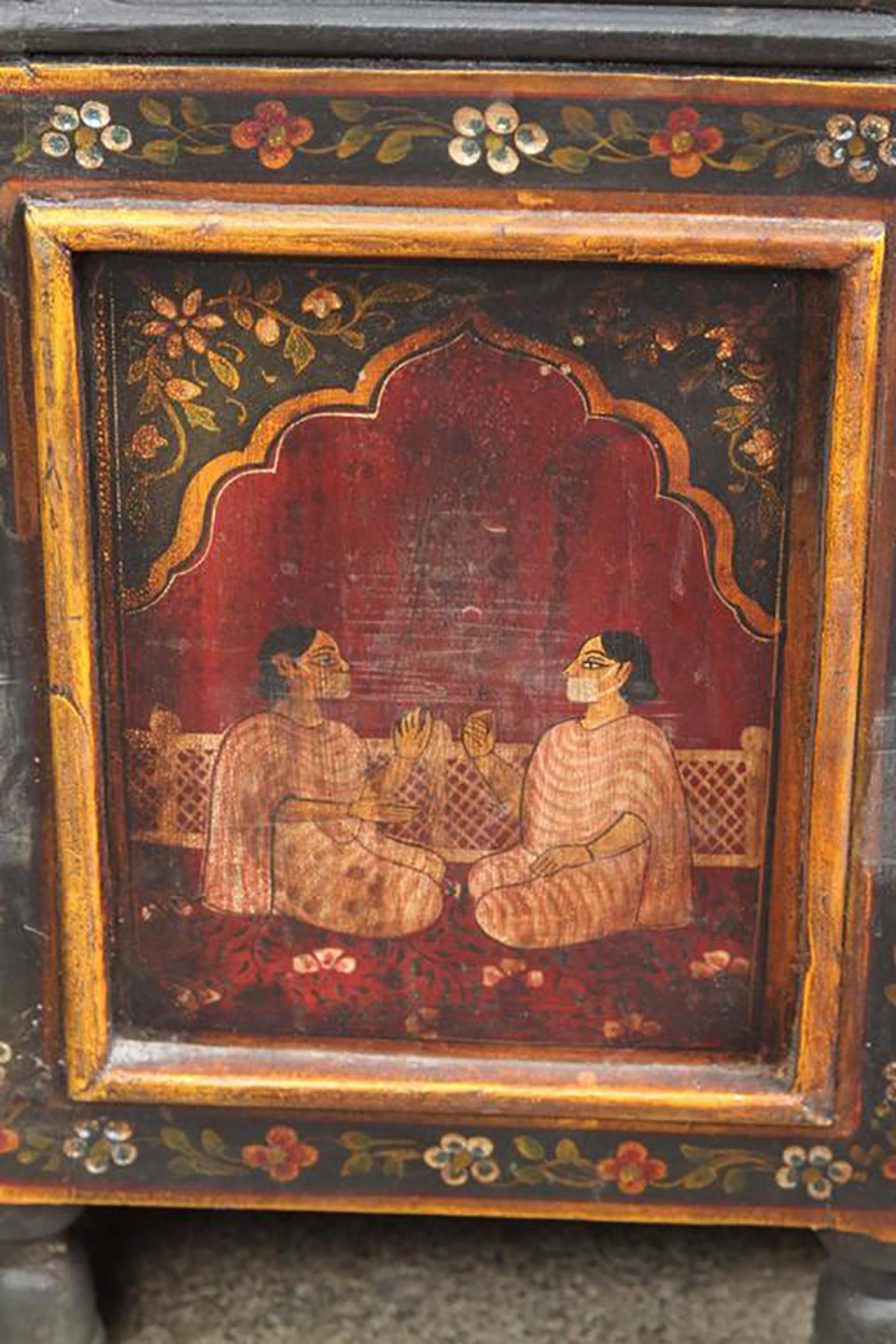 Antique Anglo-Raj Hand-Painted Teak Coffee Table India For Sale 1