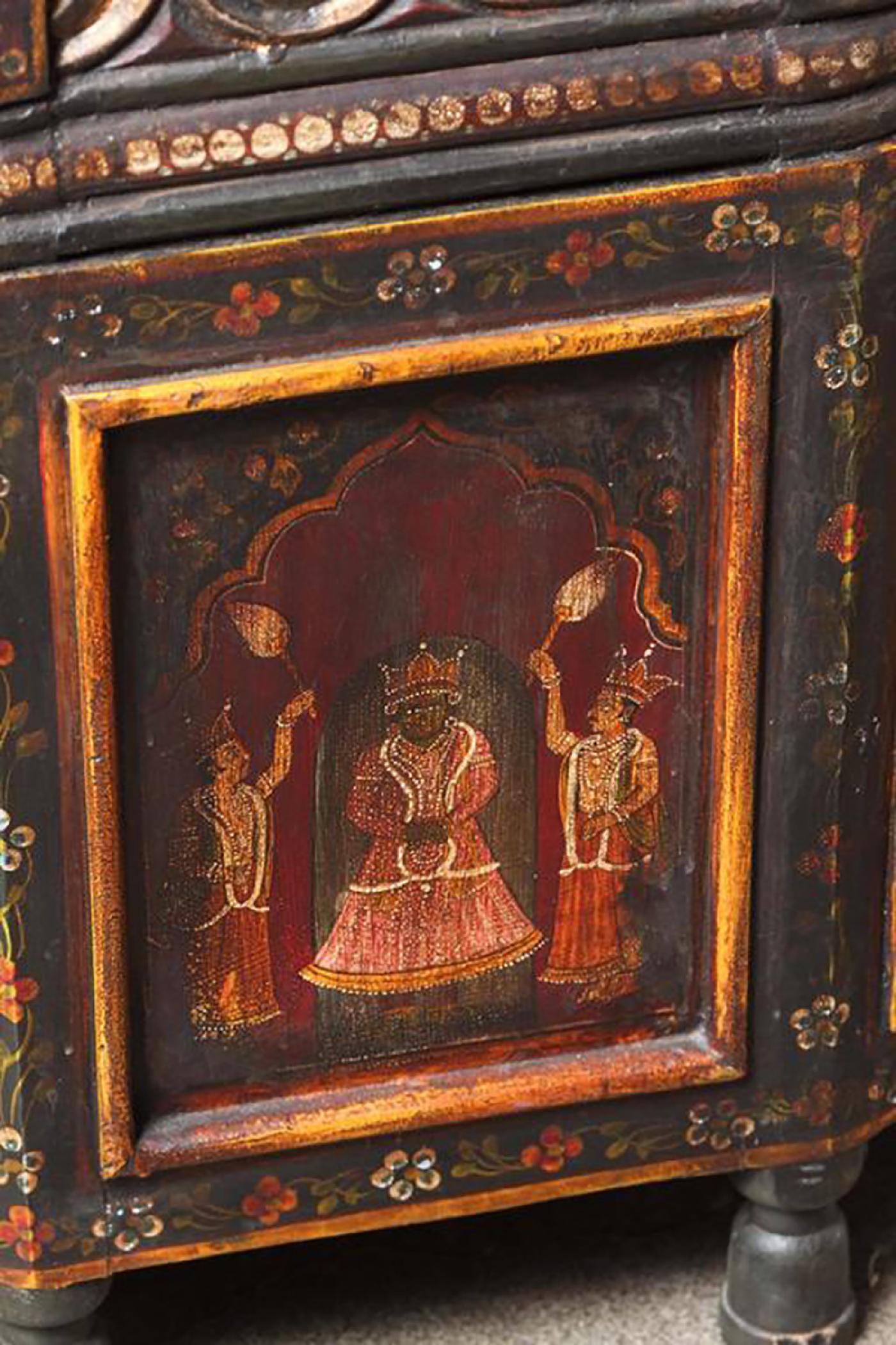 Antique Anglo-Raj Hand-Painted Teak Coffee Table India For Sale 2