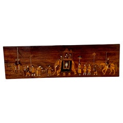 Anglo-Raj-Indian Inlaid Elephant ceremonial / Processional  Hardwood Panel
