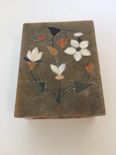 Anglo-Raj Marble Inlay Box Pietra Dura Censor