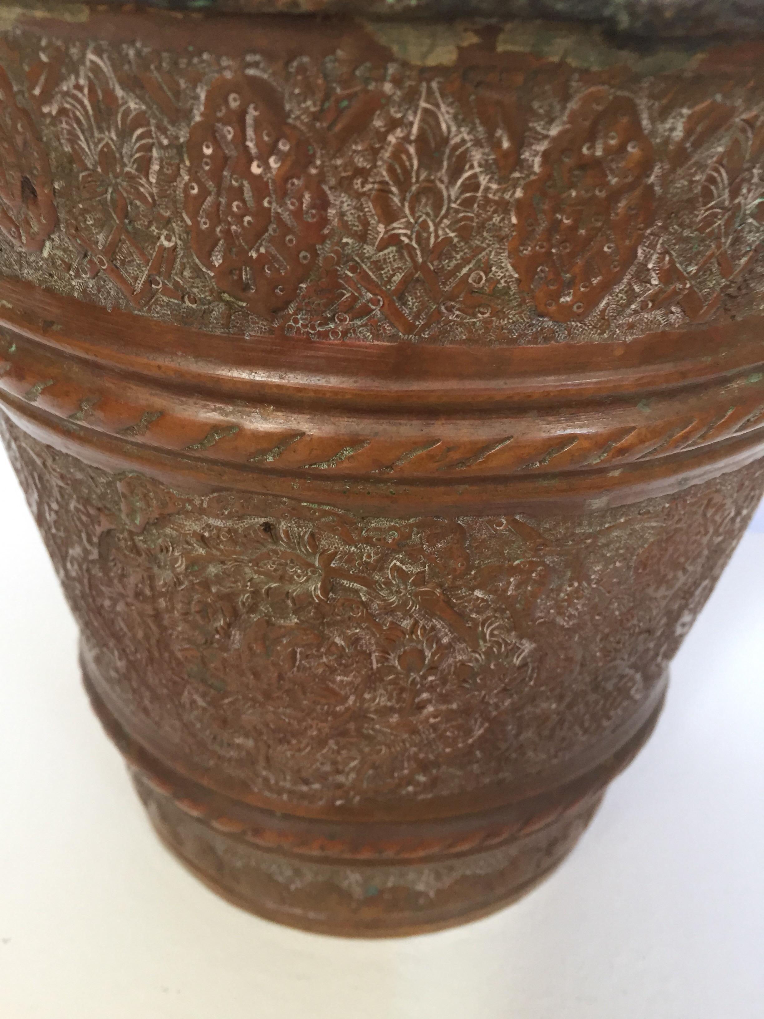 Moorish Mughal Metal Copper Vessel Bucket For Sale 2