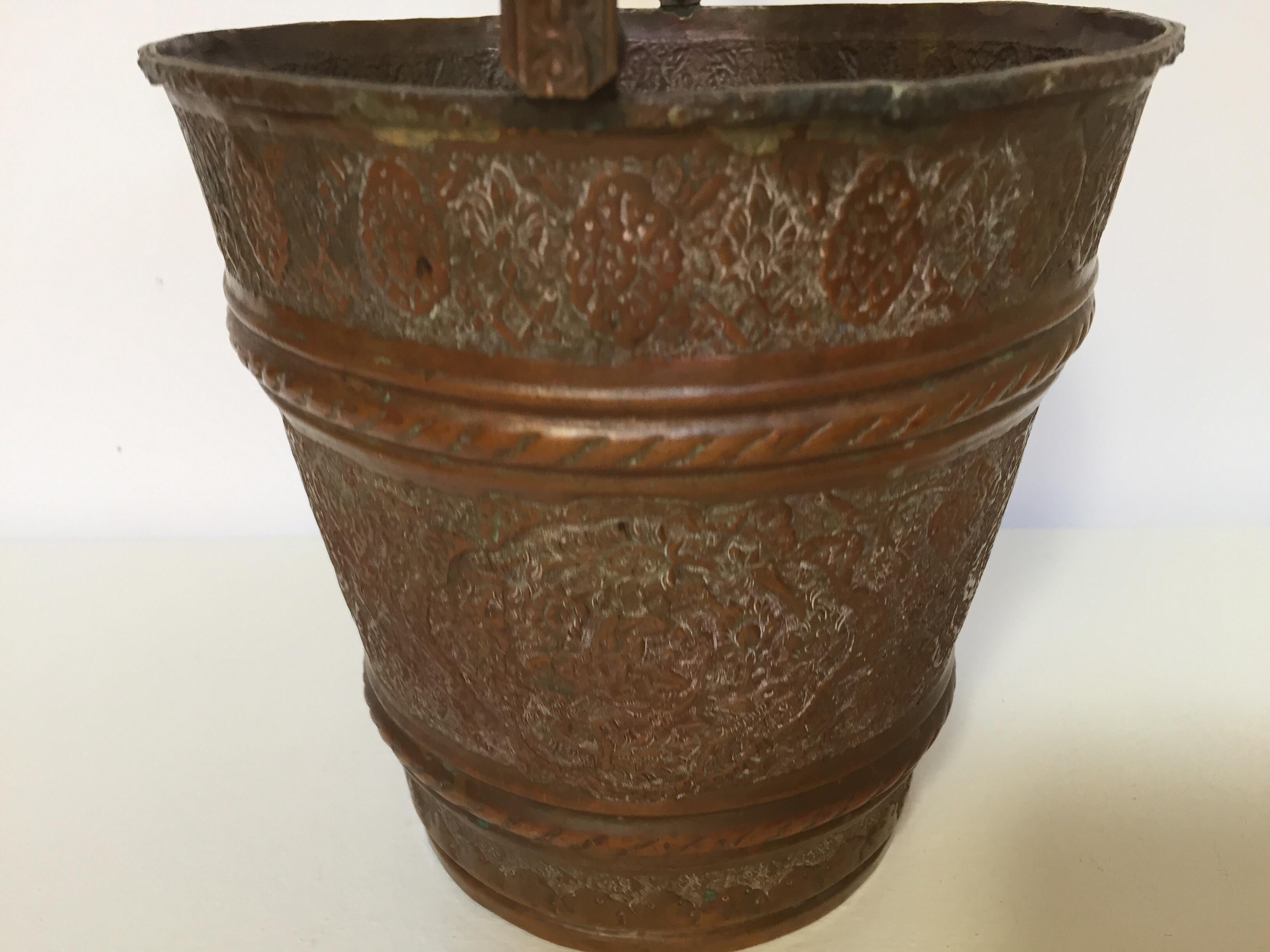 Moorish Mughal Metal Copper Vessel Bucket For Sale 5