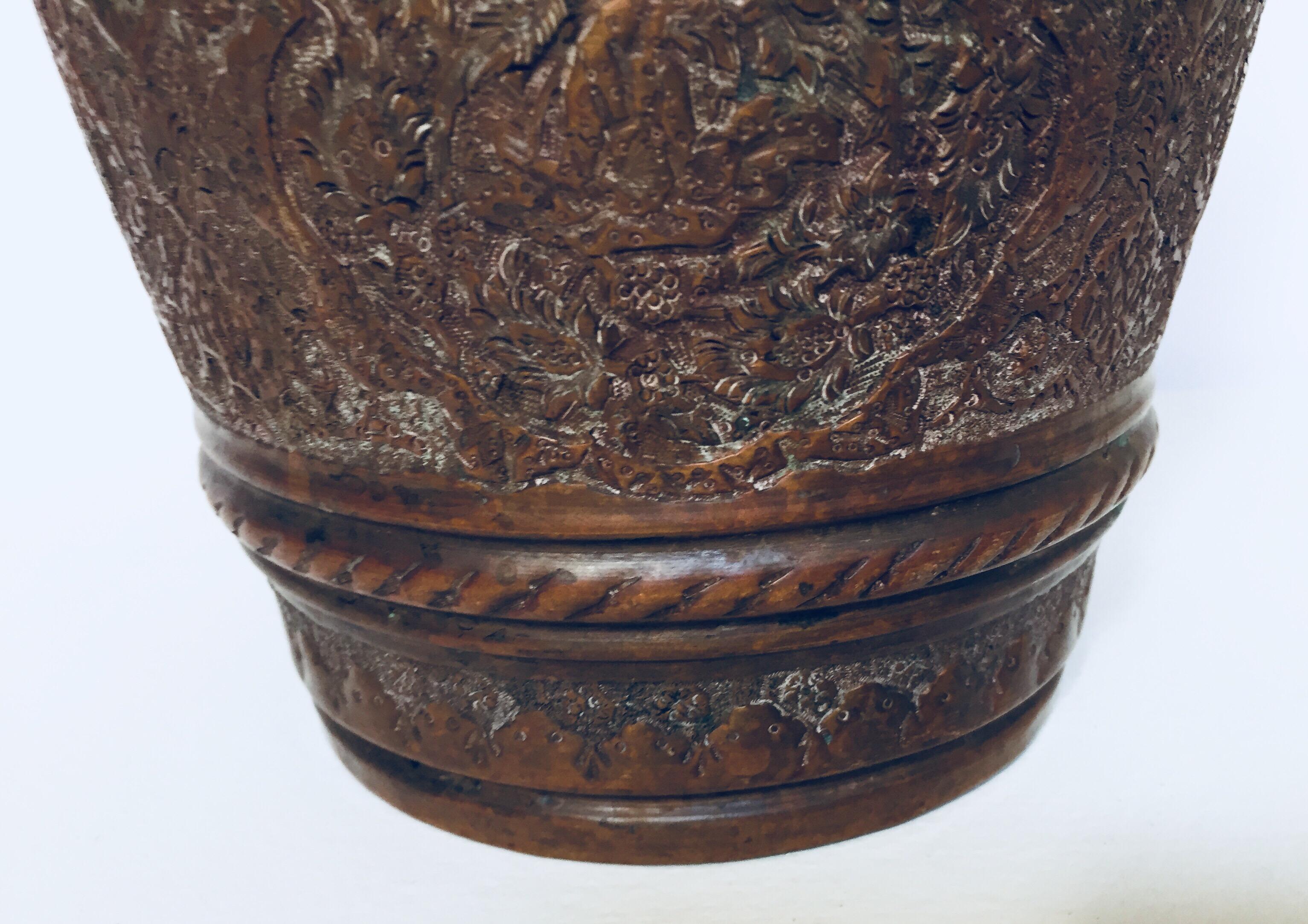 Brass Moorish Mughal Metal Copper Vessel Bucket For Sale