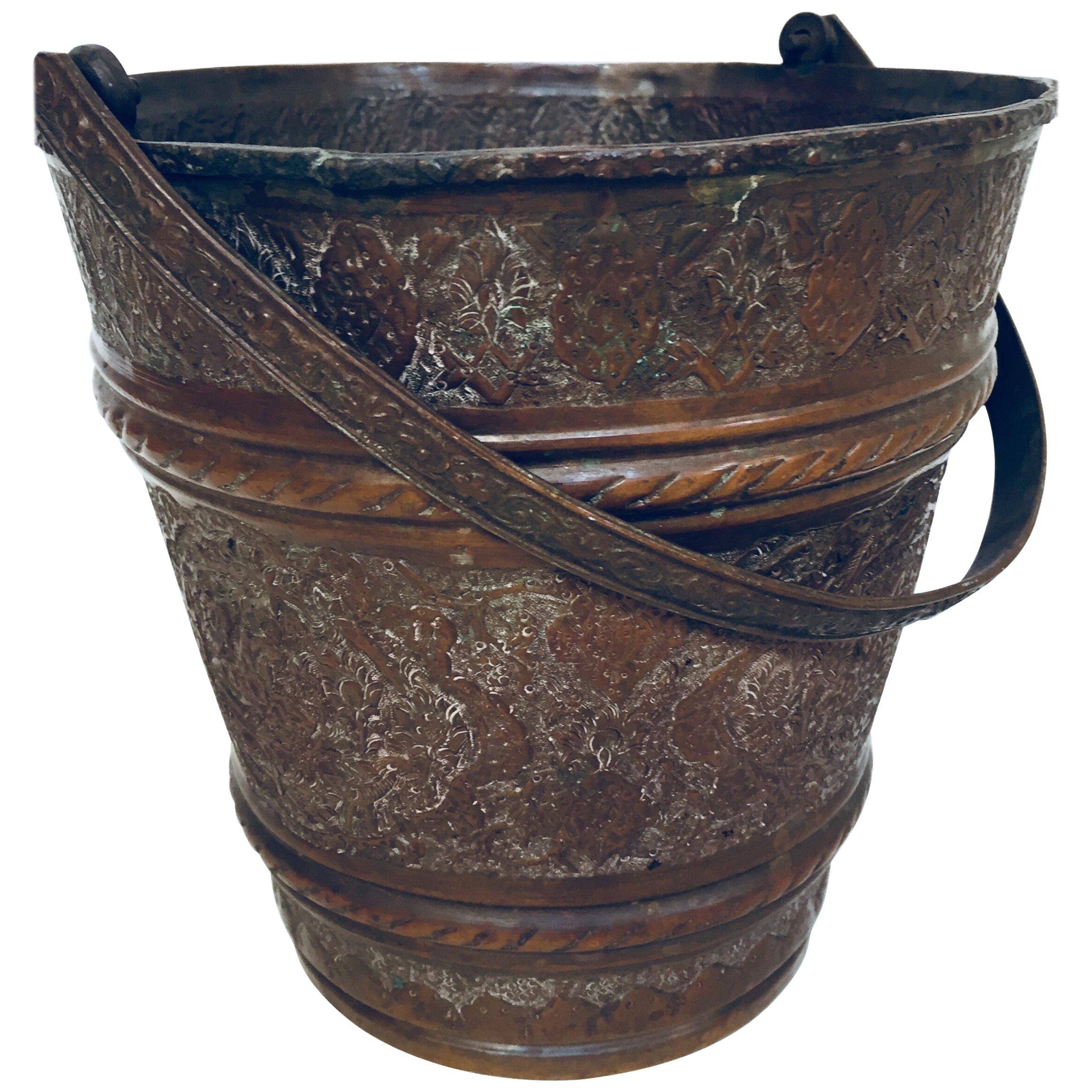 Moorish Mughal Metal Copper Vessel Bucket