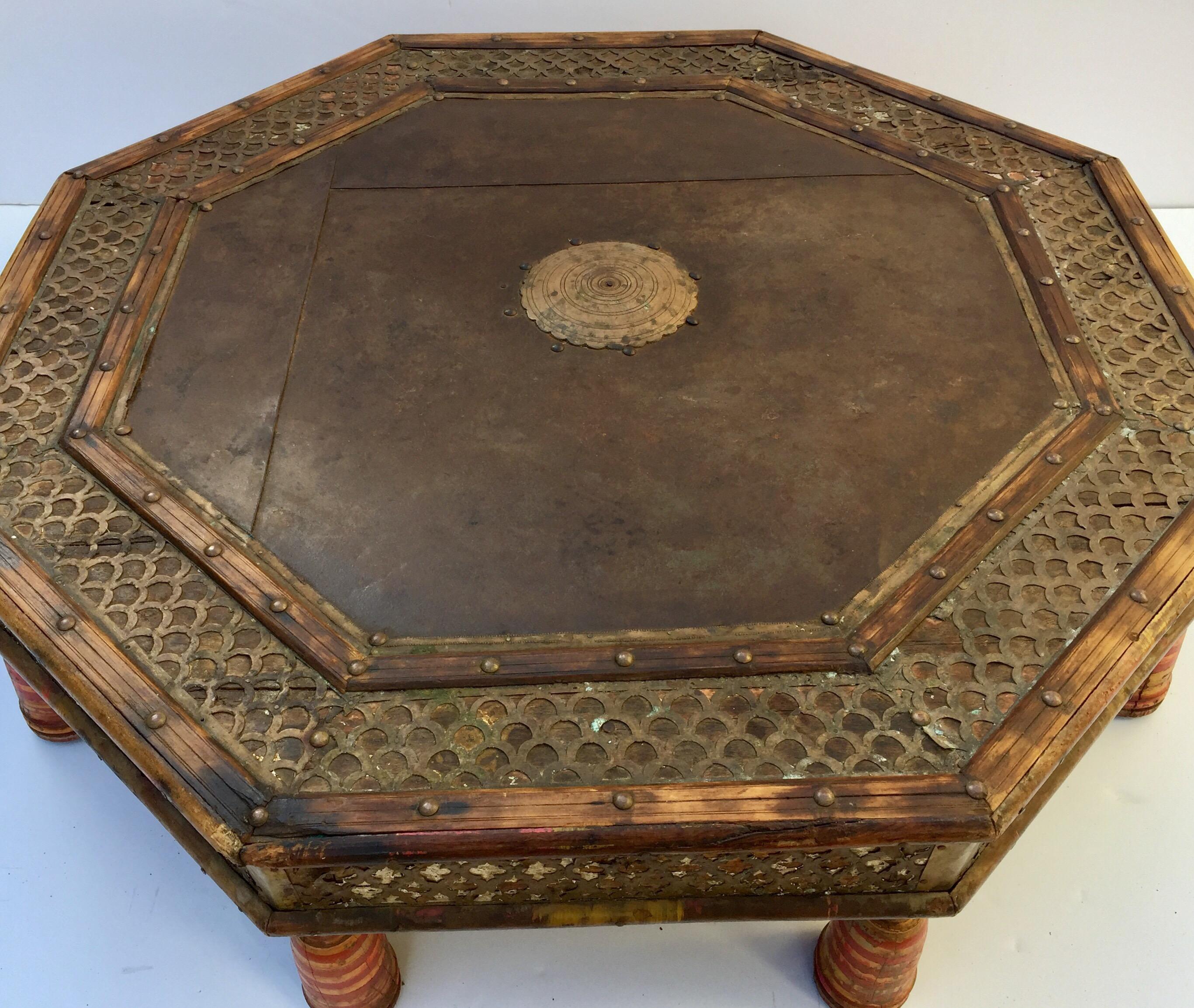 Anglo Raj Octagonal Low Coffee Table with Moorish Design 4