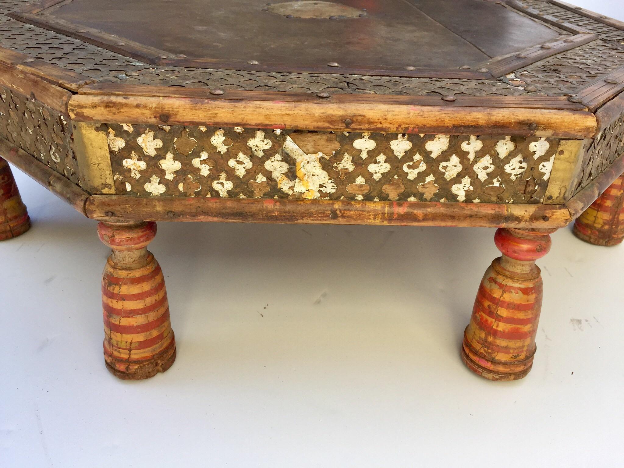 Anglo Raj Octagonal Low Coffee Table with Moorish Design 6