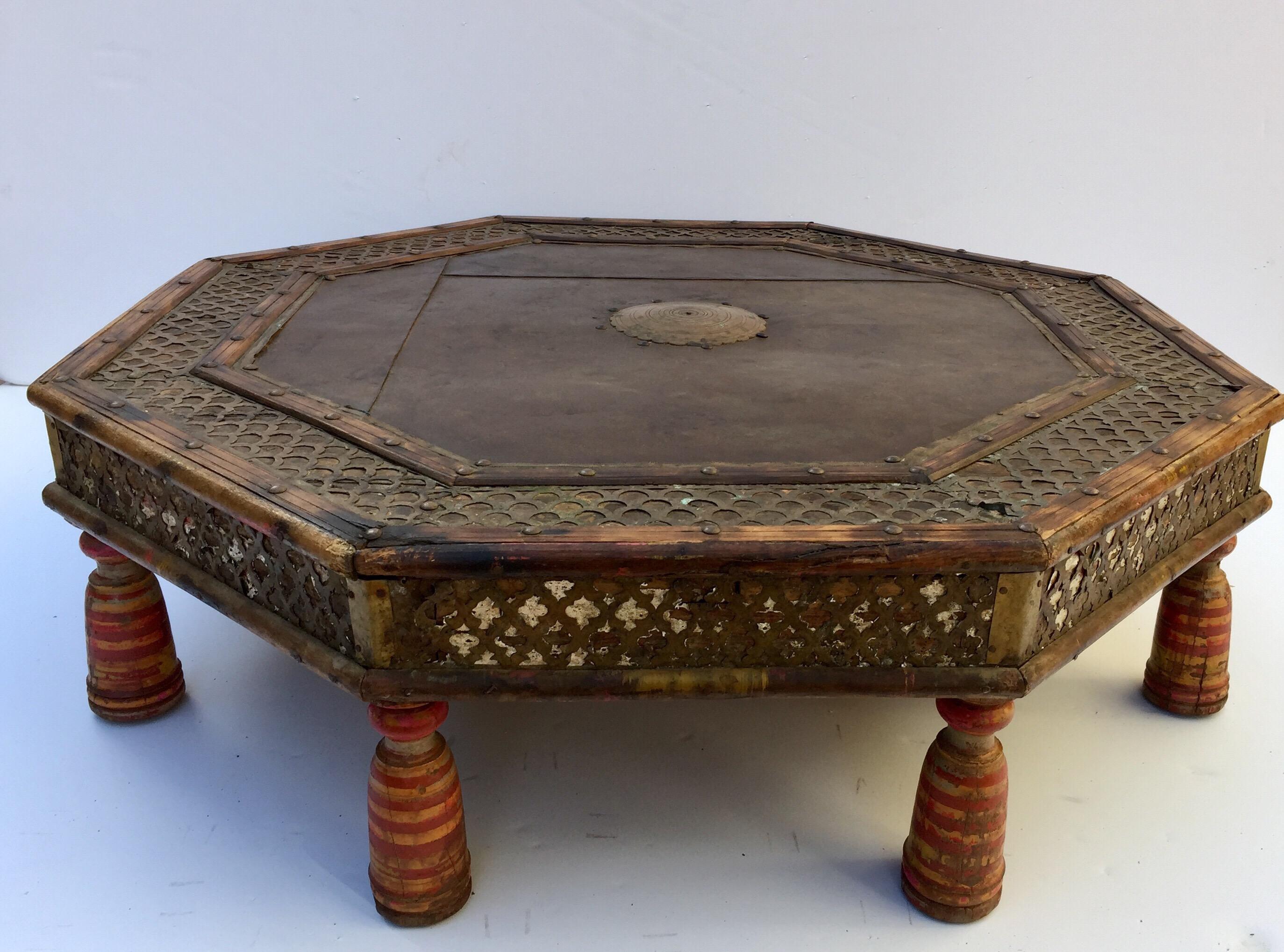 Indian Anglo Raj Octagonal Low Coffee Table with Moorish Design