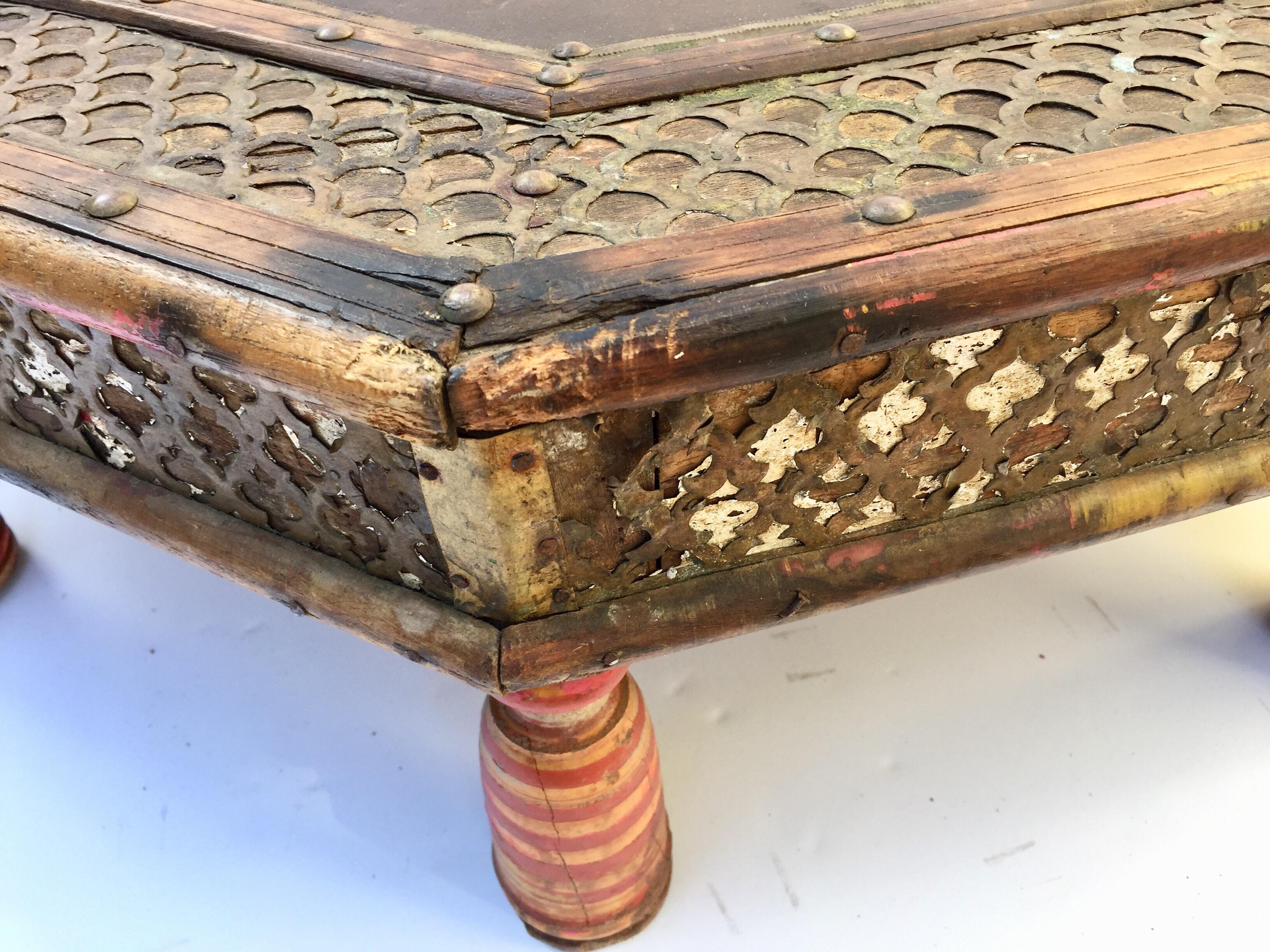 19th Century Anglo Raj Octagonal Low Coffee Table with Moorish Design