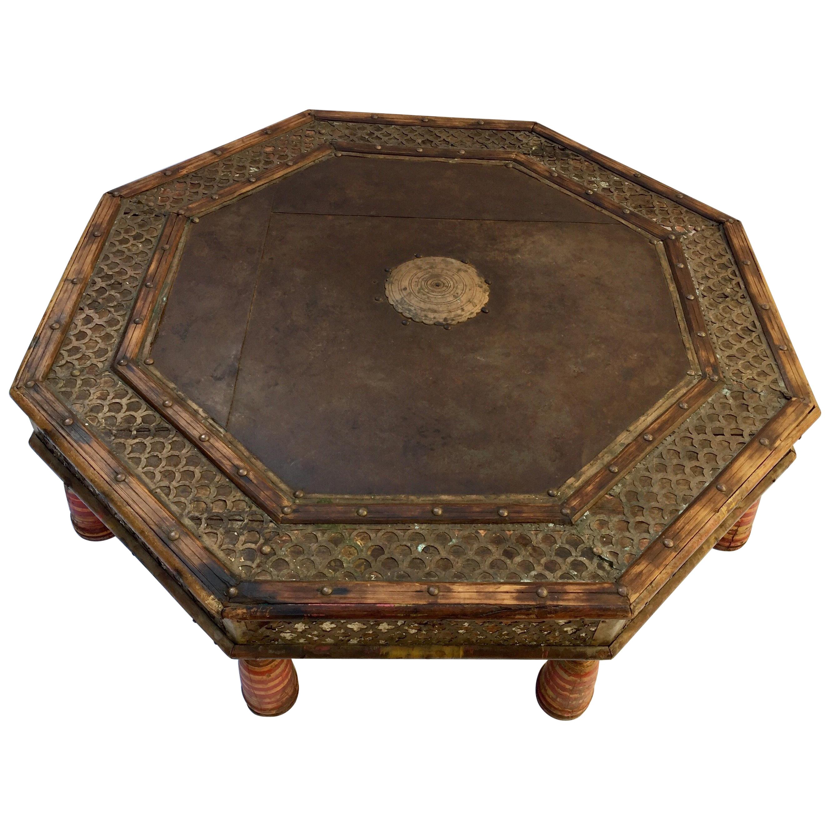 Anglo Raj Octagonal Low Coffee Table with Moorish Design