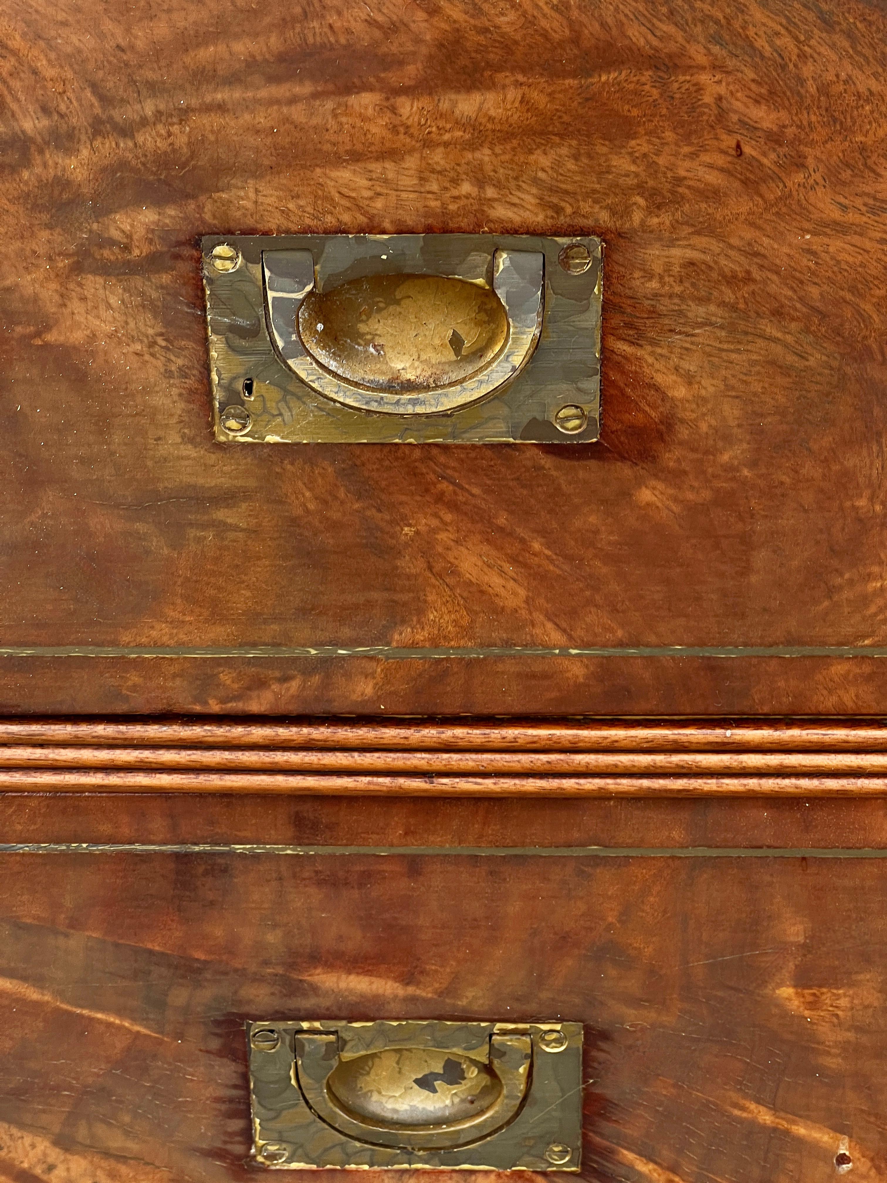19th Century Anglo Raj Regency Campaign Chest with Desk Trimmed in Brass Banding Accents 1811 For Sale