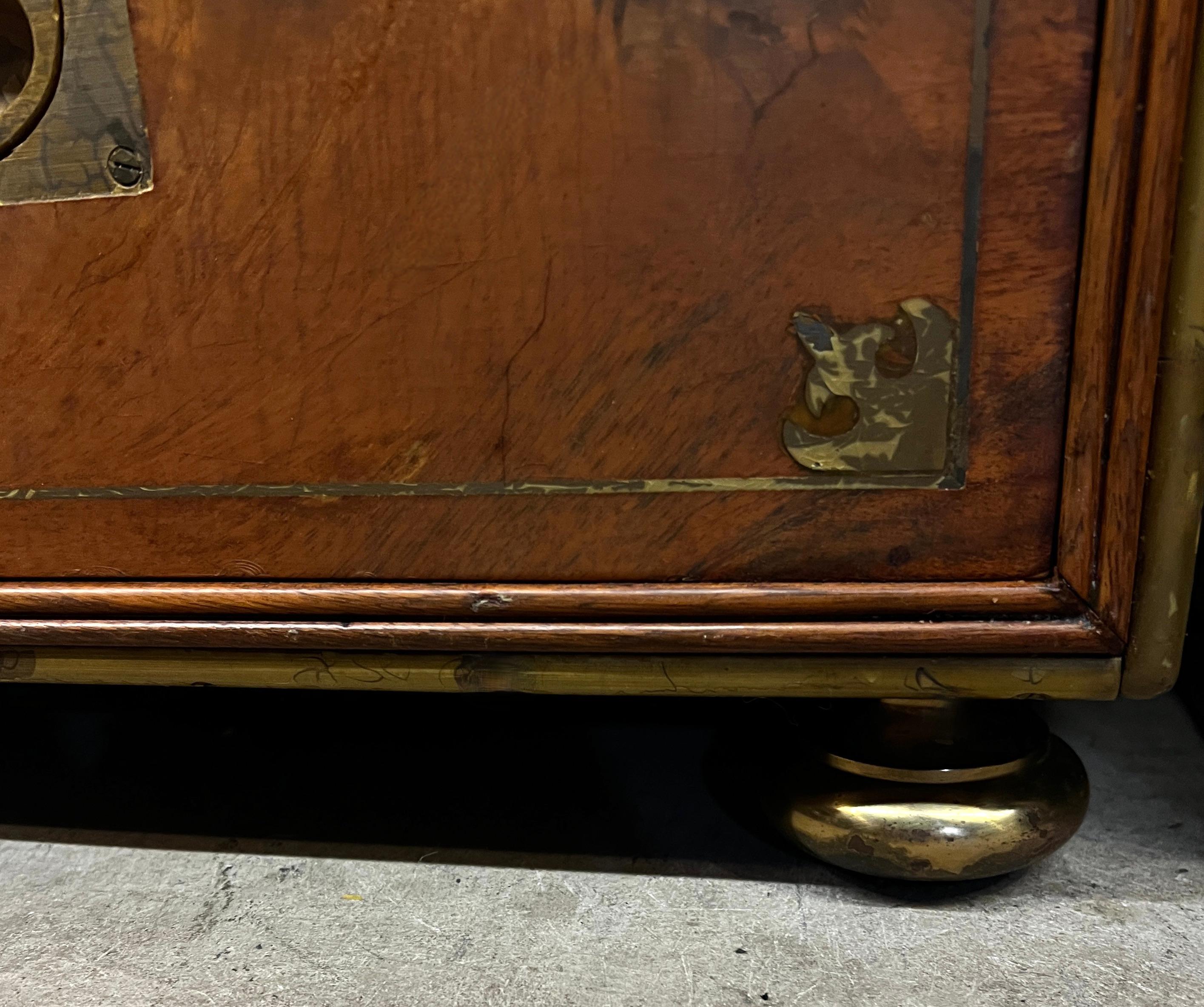 Anglo Raj Regency Campaign Chest with Desk Trimmed in Brass Banding Accents 1811 For Sale 1