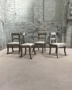 Anglo Raj Style-Indian Hammered Silver Wrap Dining Chairs w/Hair on Hide, 1950