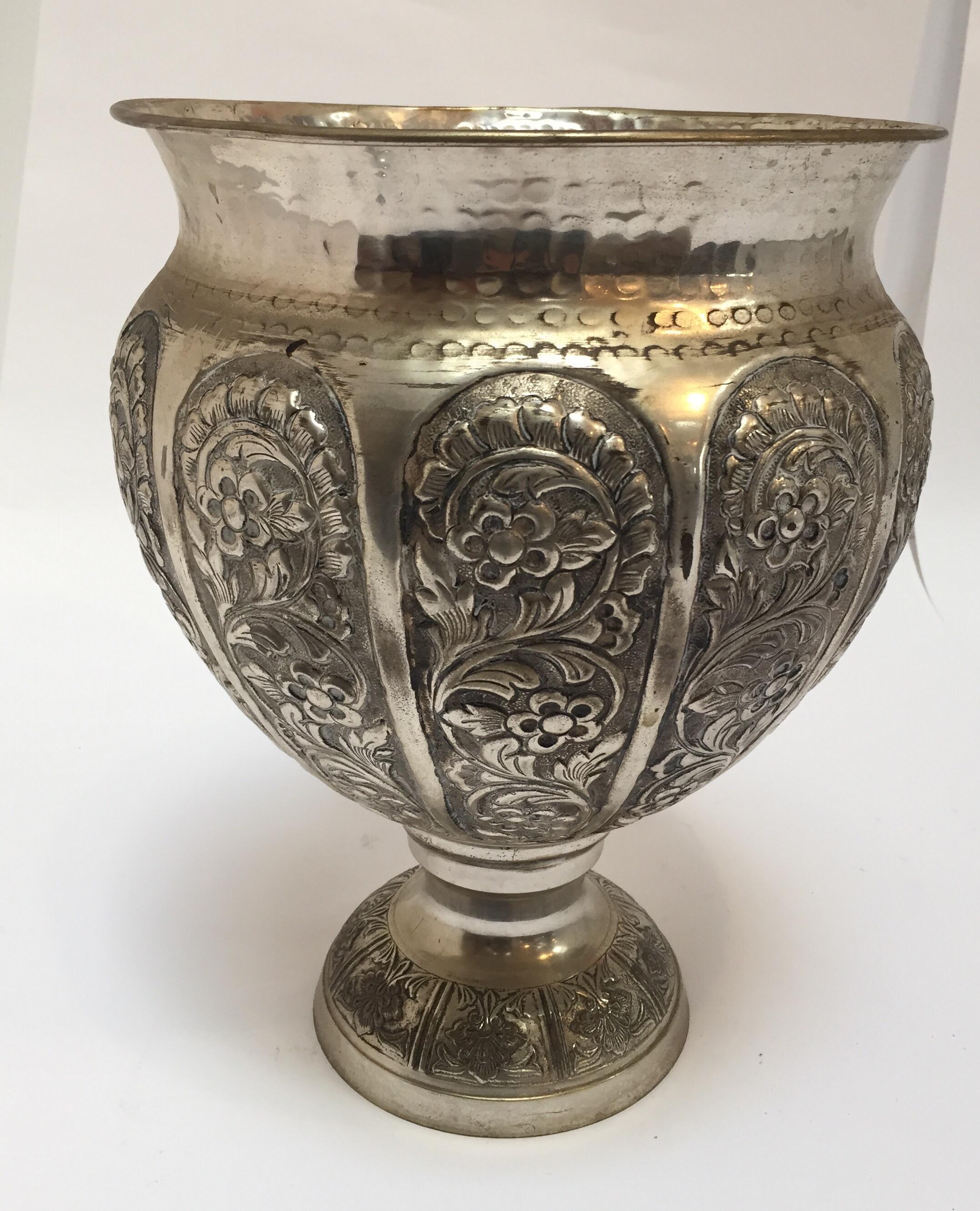 Anglo-Raj Style Silvered Footed Vase For Sale 4