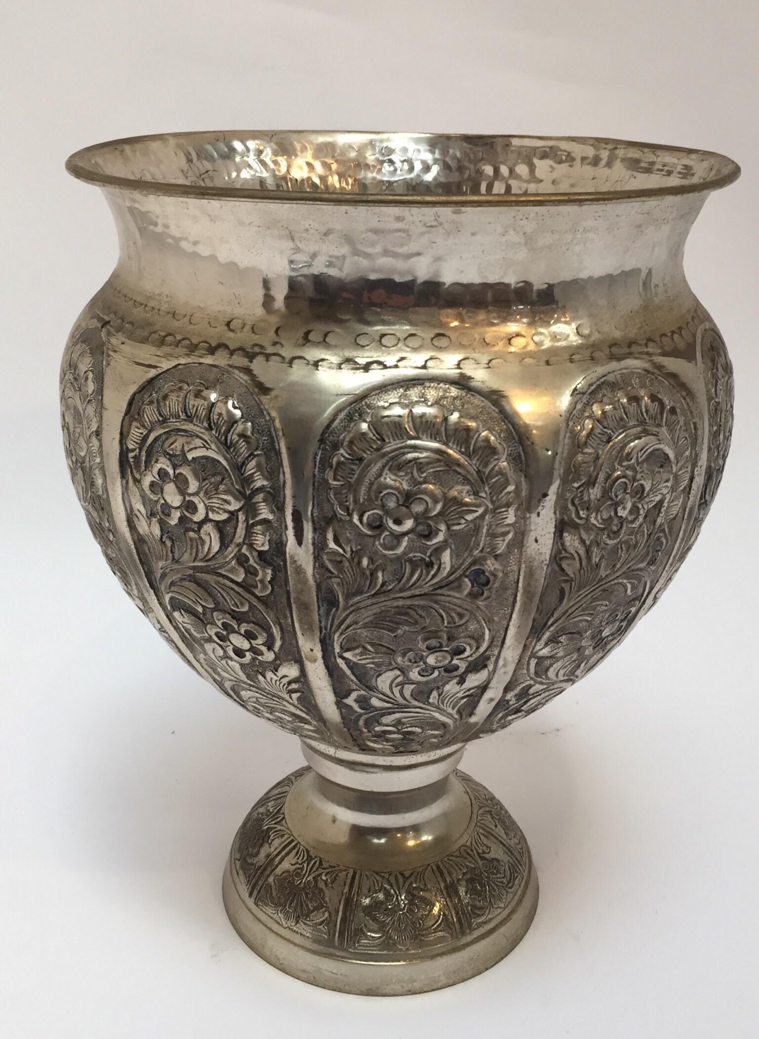 Anglo Raj Anglo-Raj Style Silvered Footed Vase For Sale