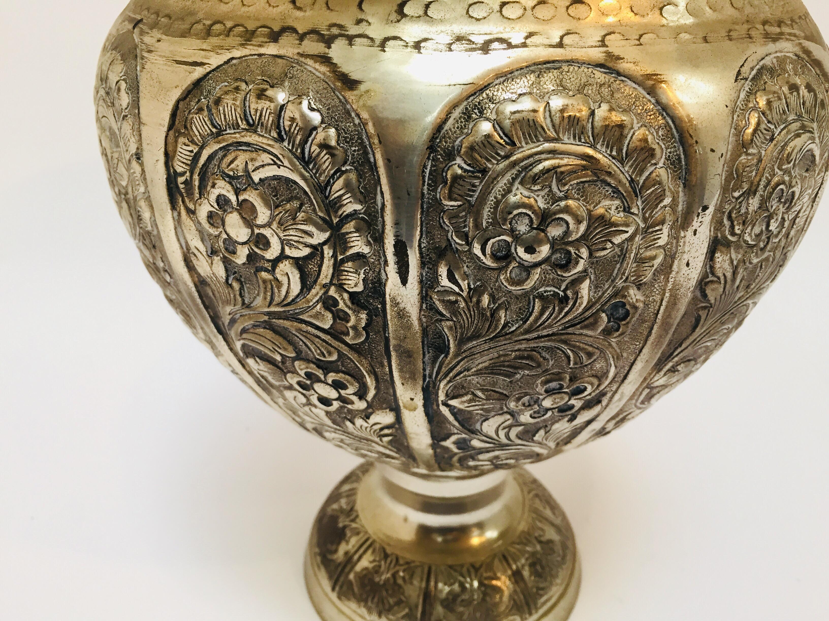 20th Century Anglo-Raj Style Silvered Footed Vase For Sale