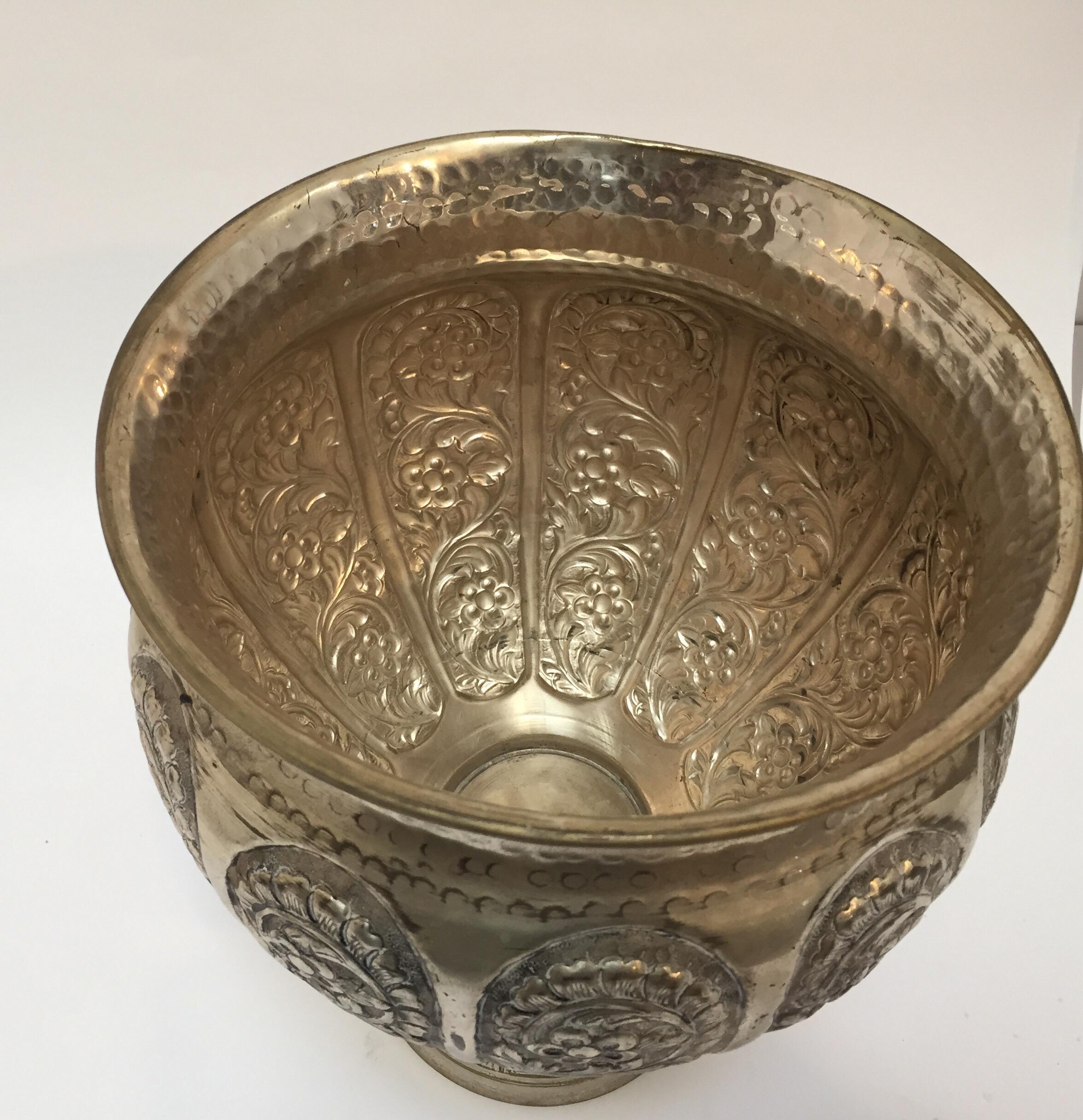 Metal Anglo-Raj Style Silvered Footed Vase For Sale