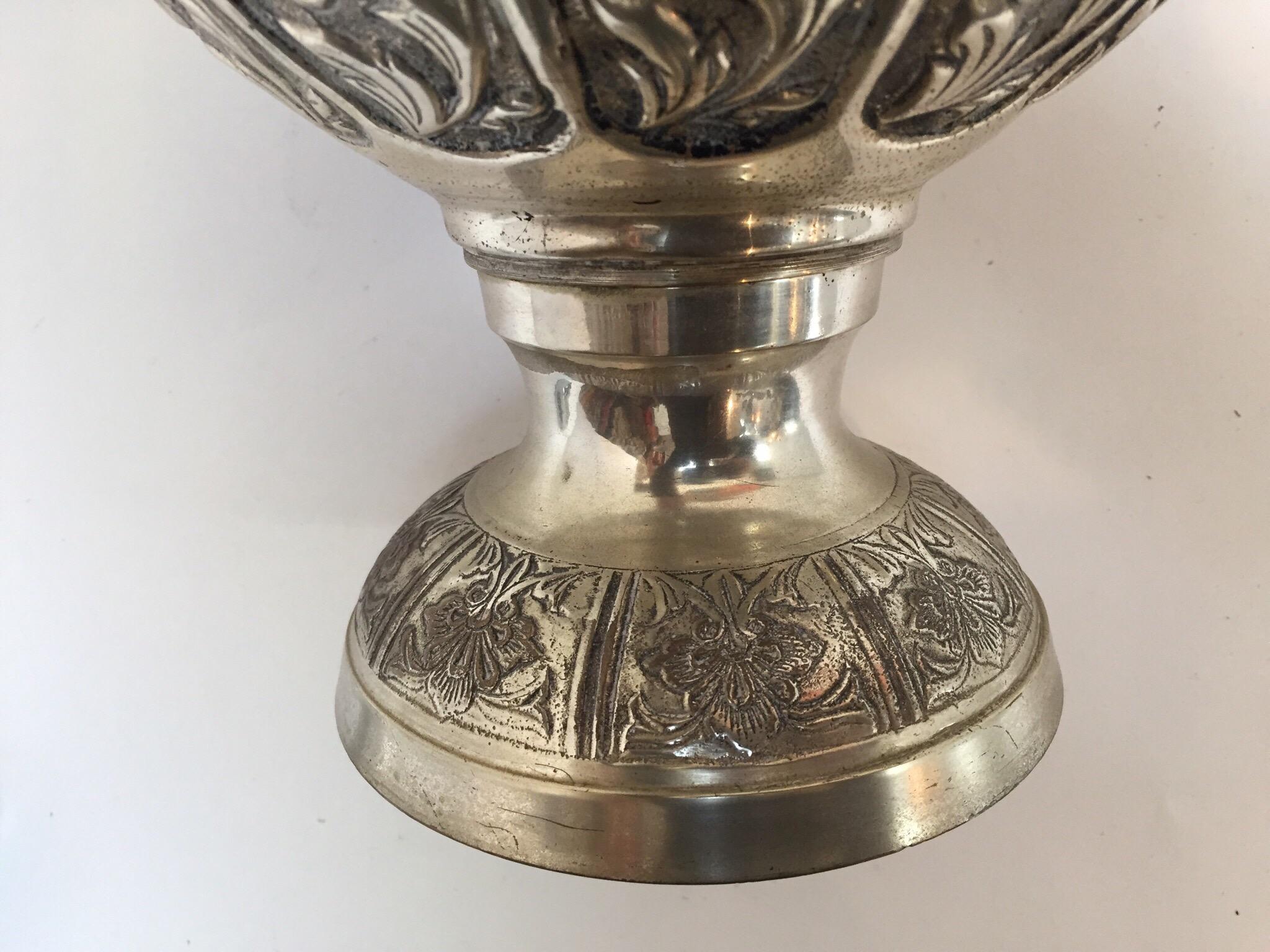 Anglo-Raj Style Silvered Footed Vase For Sale 2