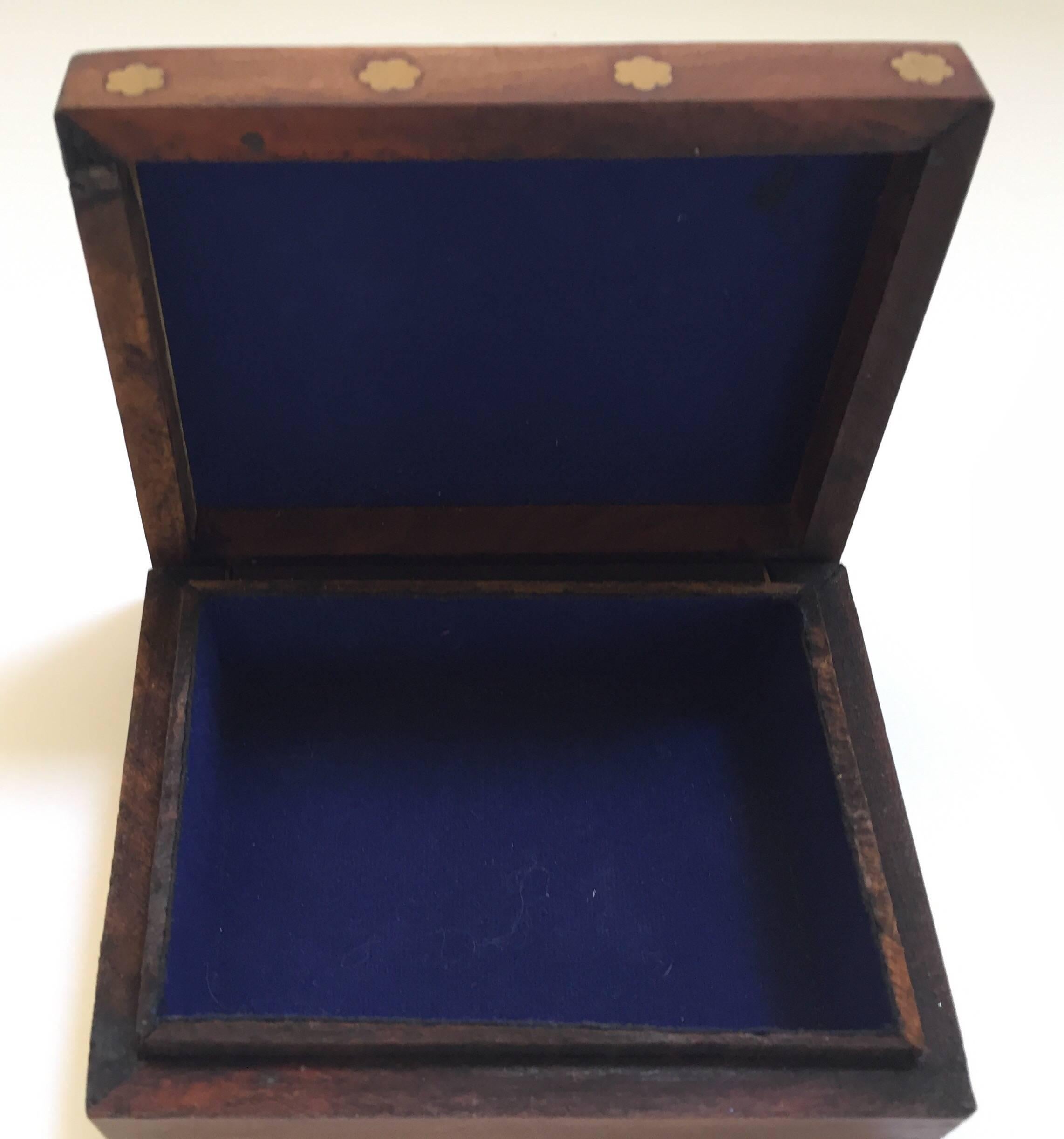 Anglo-Raj Wood and Brass Box with Hand-Painted Scene 1