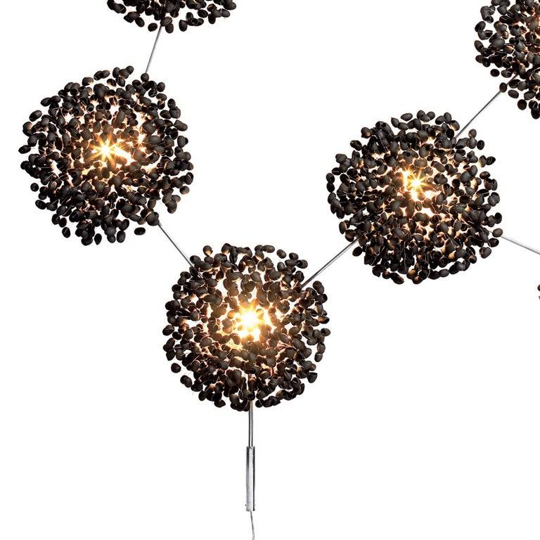 NEW IN BOX - READY TO SHIP IMMEDIATELY
Manufactured by ANGO - 
Beautifully unique branching wall fixture consisting of 7 diffusers, handcrafted of silk cocoons in Ebony Black.
 