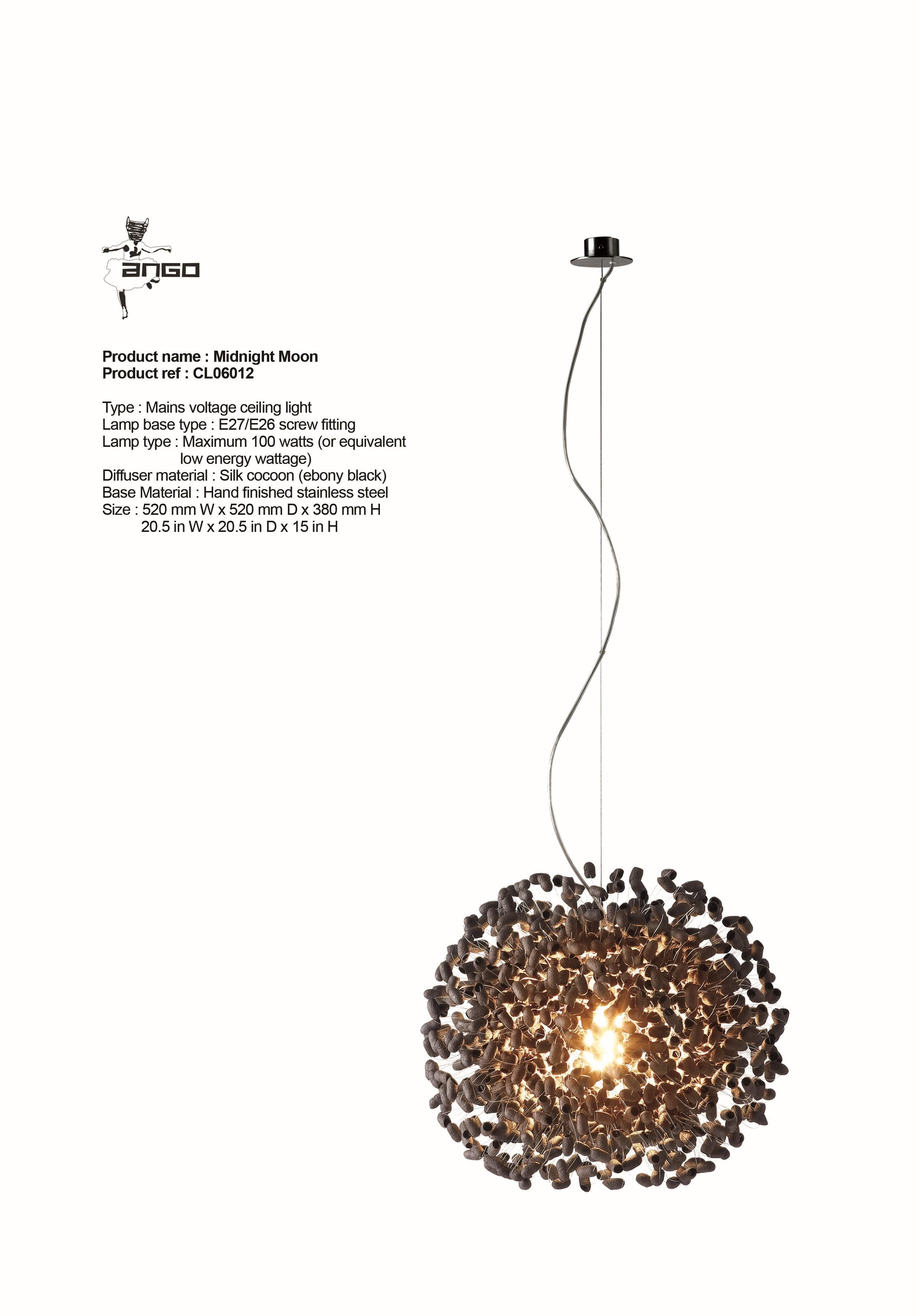 New in Box
Ango Midnight Moon Ceiling Light
Specs included on tear sheet in listing.
2 available (separate listings)
Ready to ship.