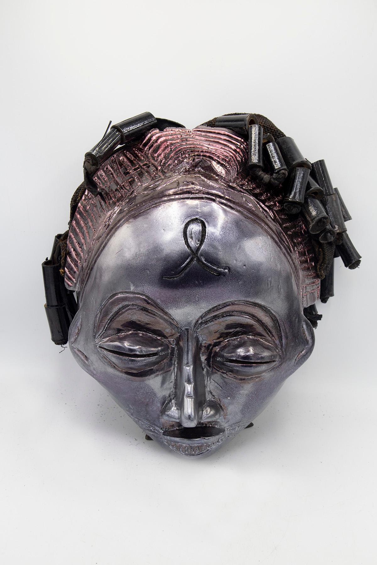 Tribal Angola Chokwe Mask Revisited by Bomber Bax For Sale