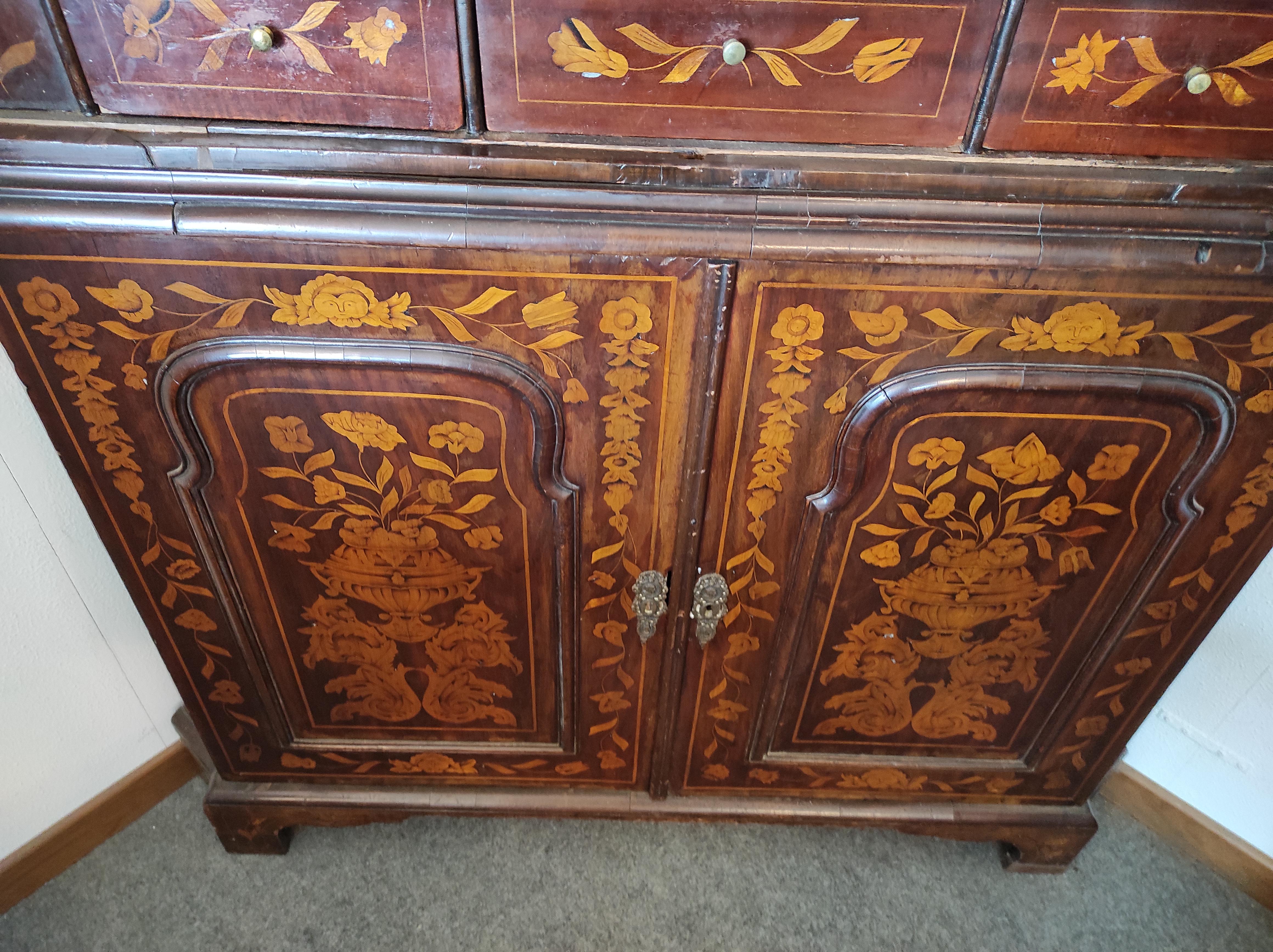 Baroque Dutch corner inlaid  For Sale