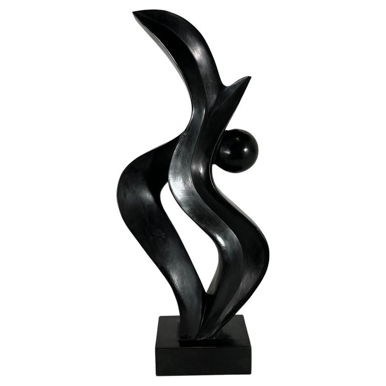 "Angoona" Swiss Modern Black Basalt Abstract Sculpture, Evelyne Brader