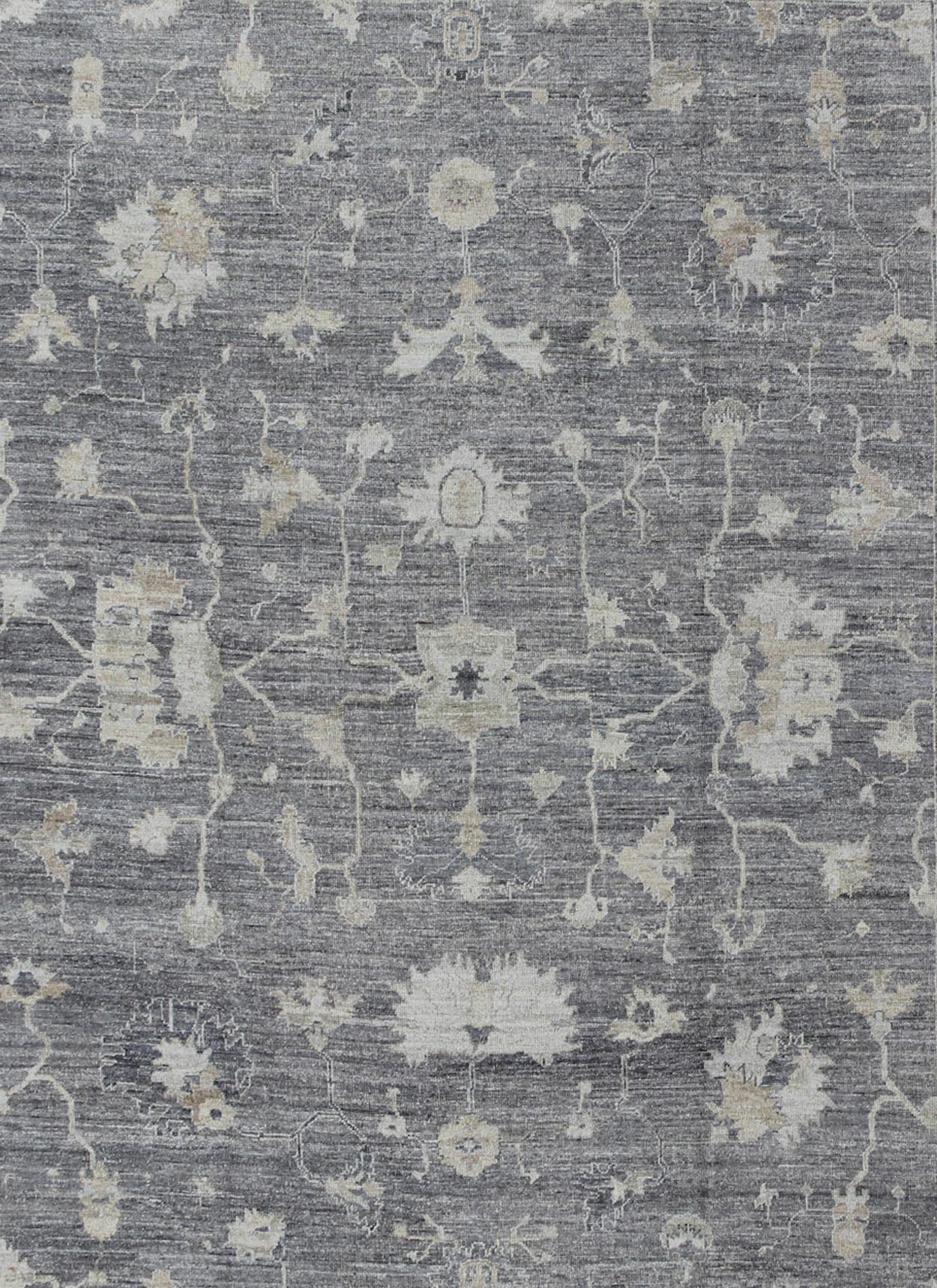 XXIe siècle et contemporain Tapis turc Oushak à motifs intégraux par Keivan Woven Arts Collection en vente
