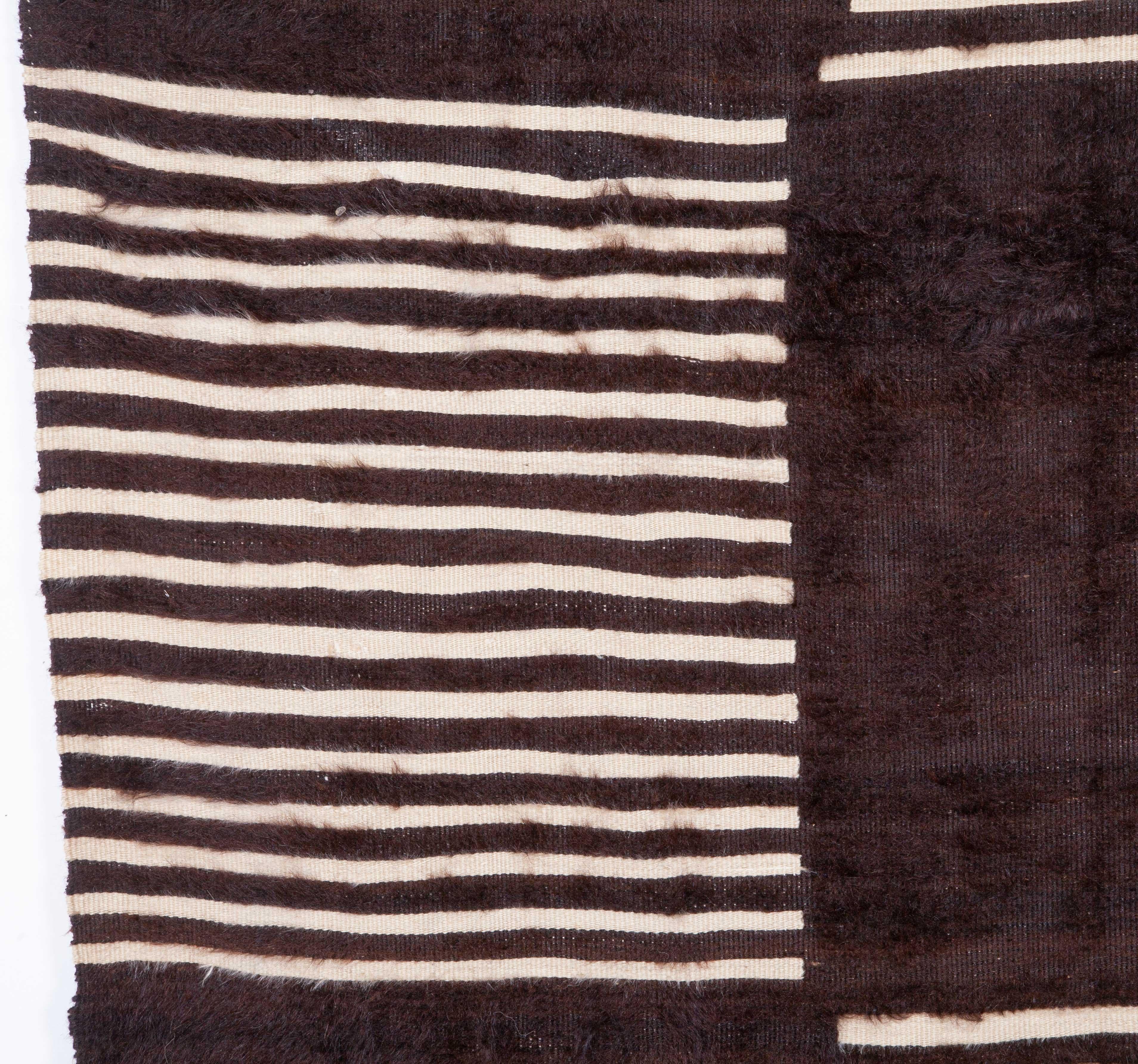 Kilim Angora Blanket from Siirt, Turkey, Mid-20th Century