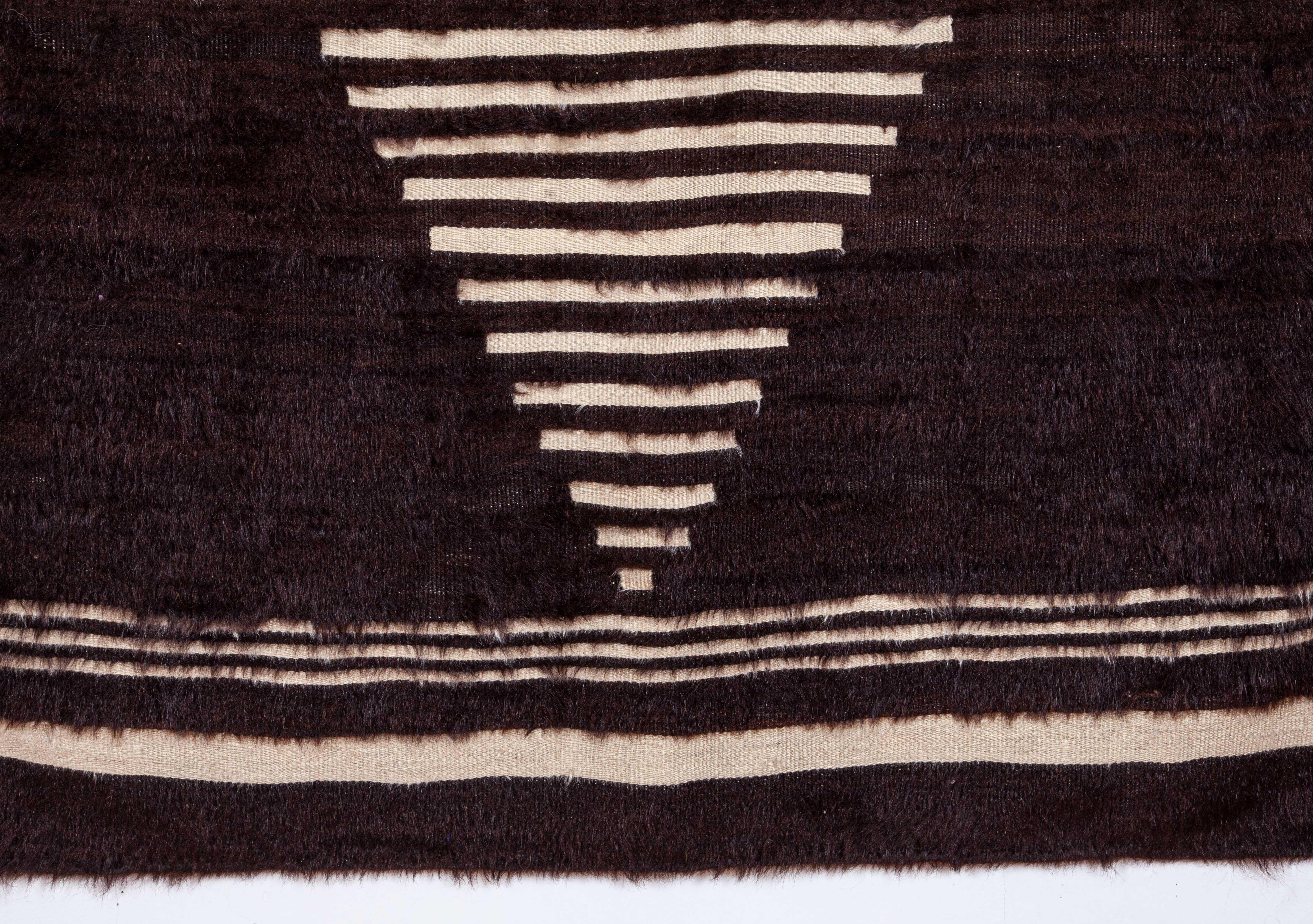 Hand-Woven Angora Blanket from Siirt, Turkey, Mid-20th Century
