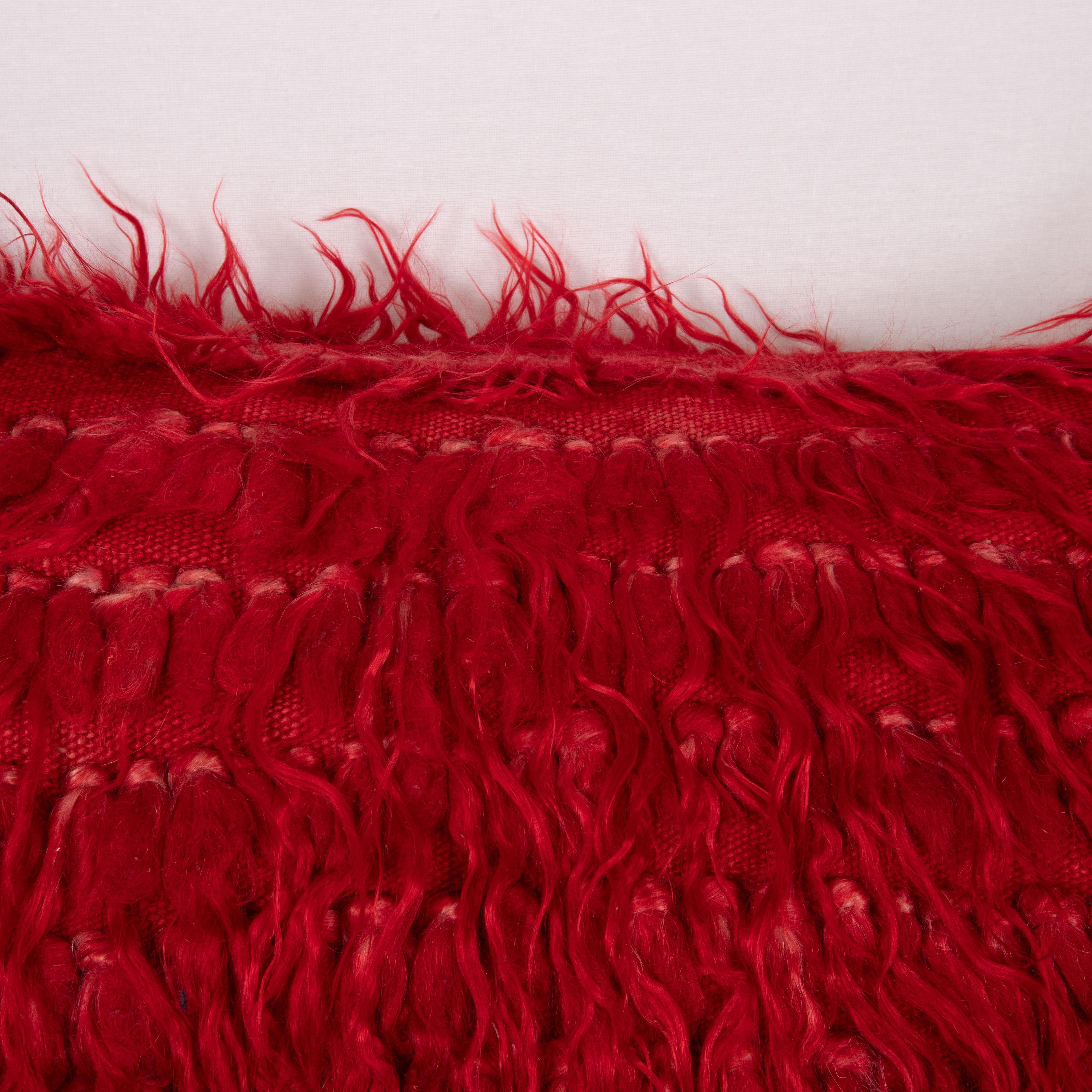 Hand-Woven Angora Filikli Rug Pillow Cover, Mid 20th C. For Sale