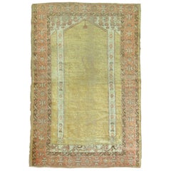 Alfombra de angora oushak con motivo de oración de doble columna