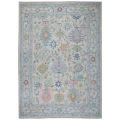 Angora Oushak Soft Velvety Wool with Pop of Color Hand Knotted Oriental Rug