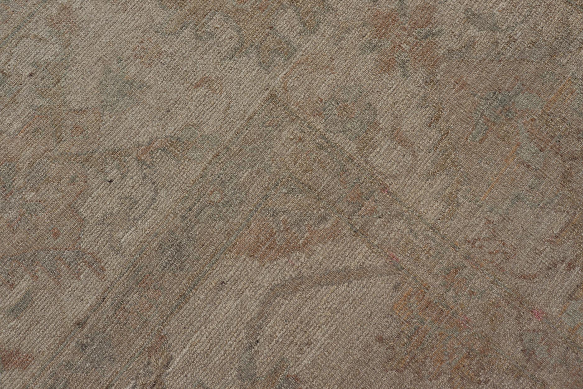 Angora Oushak Turkish Rug in Shades of Cream, Lt Green 12'9 x 13'6 8