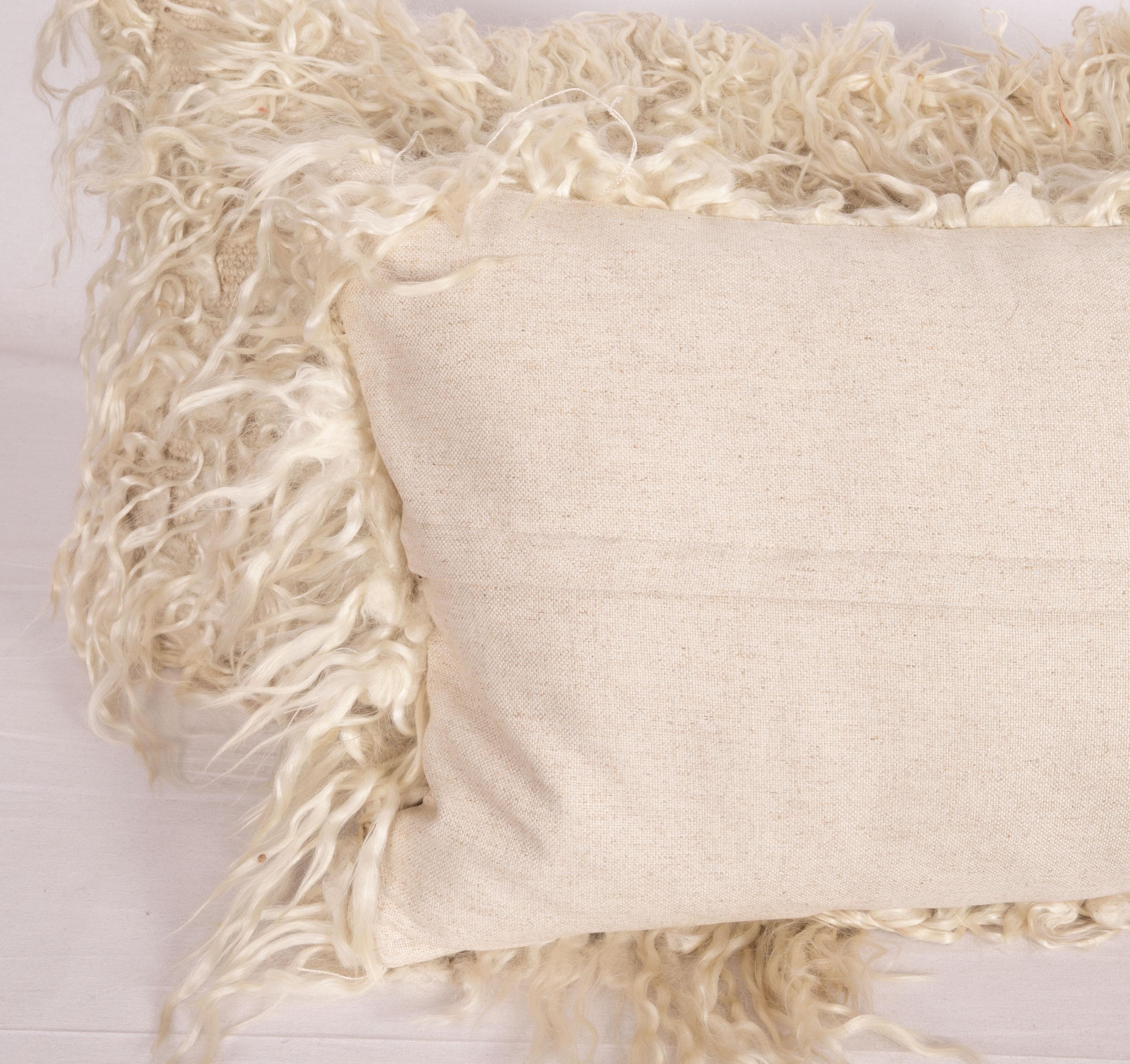 Hand-Woven Angora Pillow Cases Fashioned from a Mid-20th Century Angora Filikli Rug