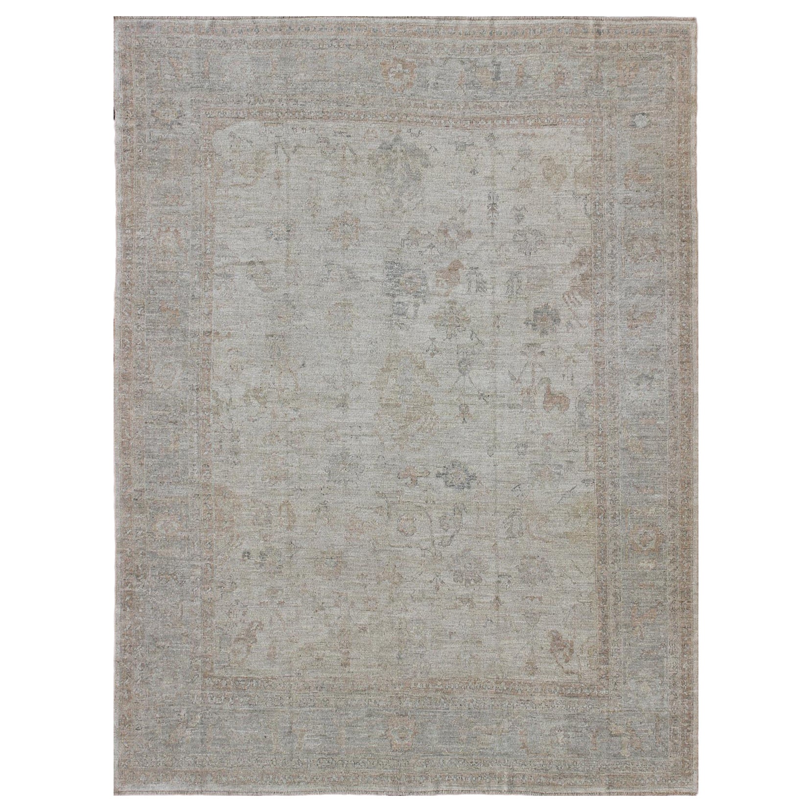 Großer türkischer Angora Oushak Teppich von Keivan Woven Arts mit Blumenmuster