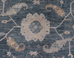 Angora Turkish Oushak by Keivan Woven Arts Floral Design in Blue's