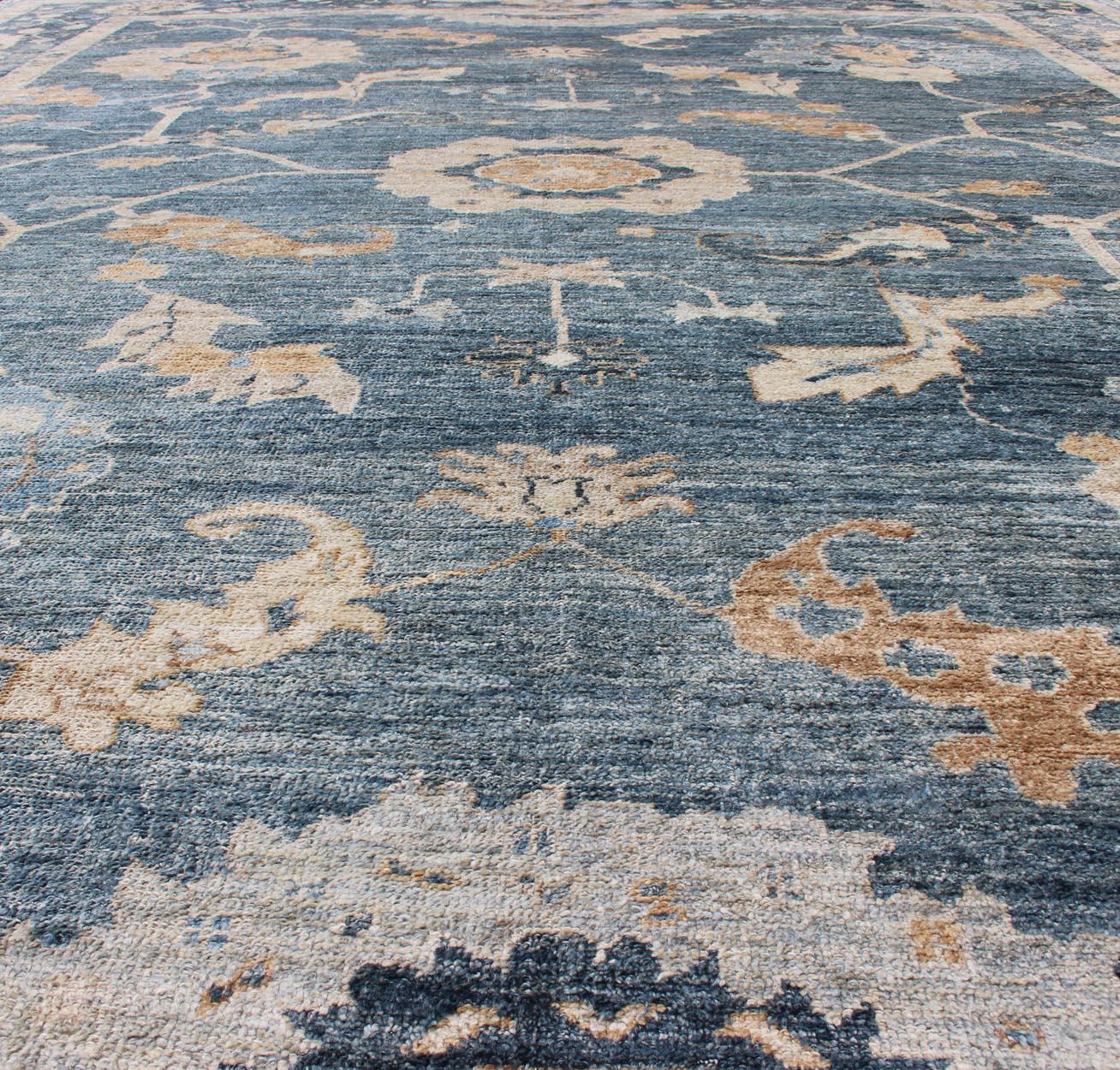 Angora Turkish Oushak Rug in Blue  3