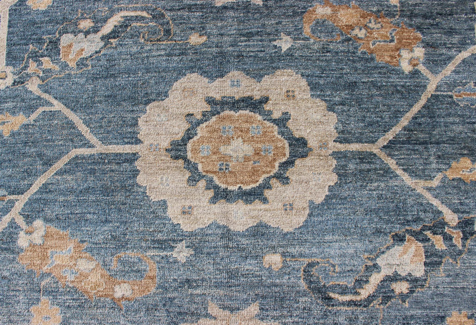 Angora Turkish Oushak Rug in Blue  4