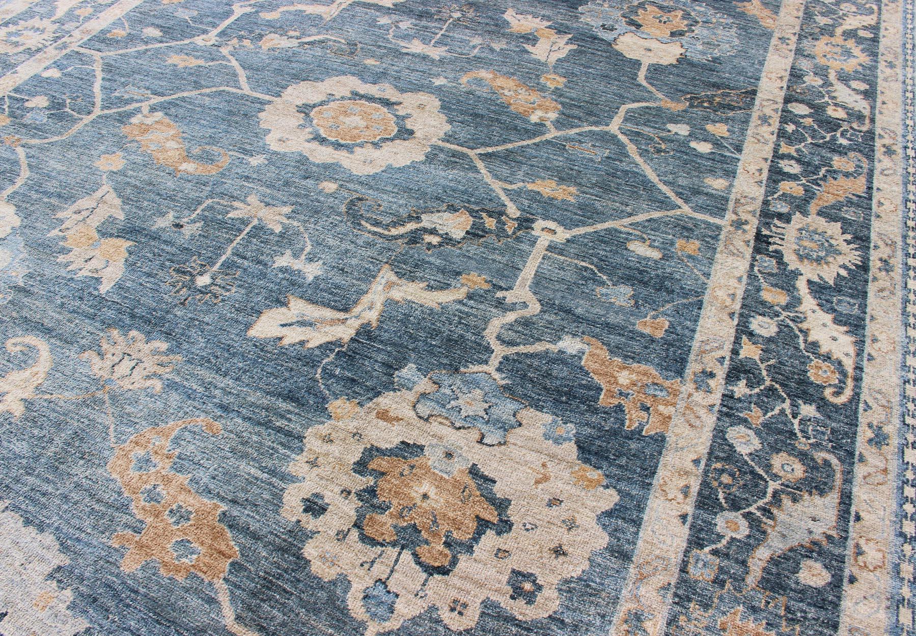 Angora Turkish Oushak Rug in Blue  1