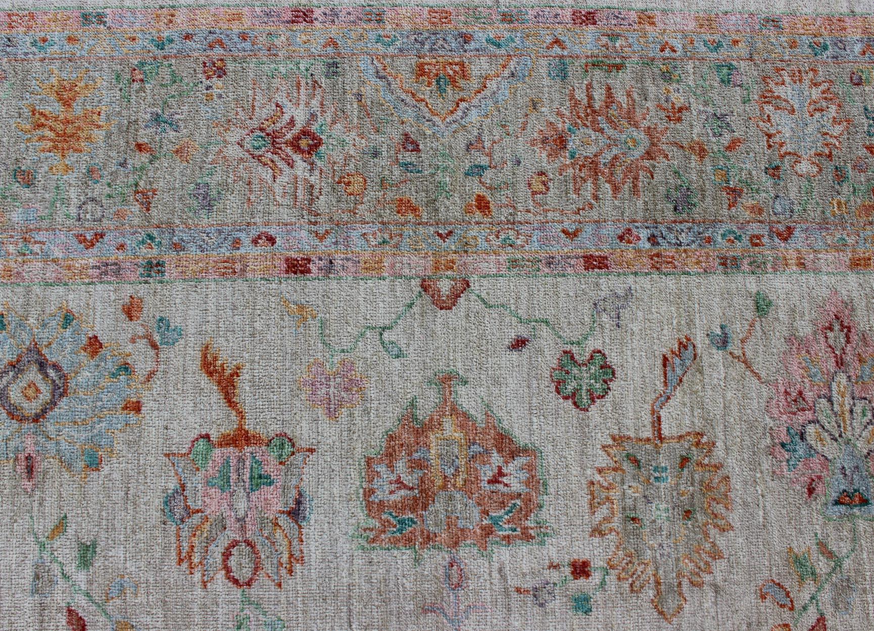 Angora Turkish Oushak Rug in Colorful Palette For Sale 4