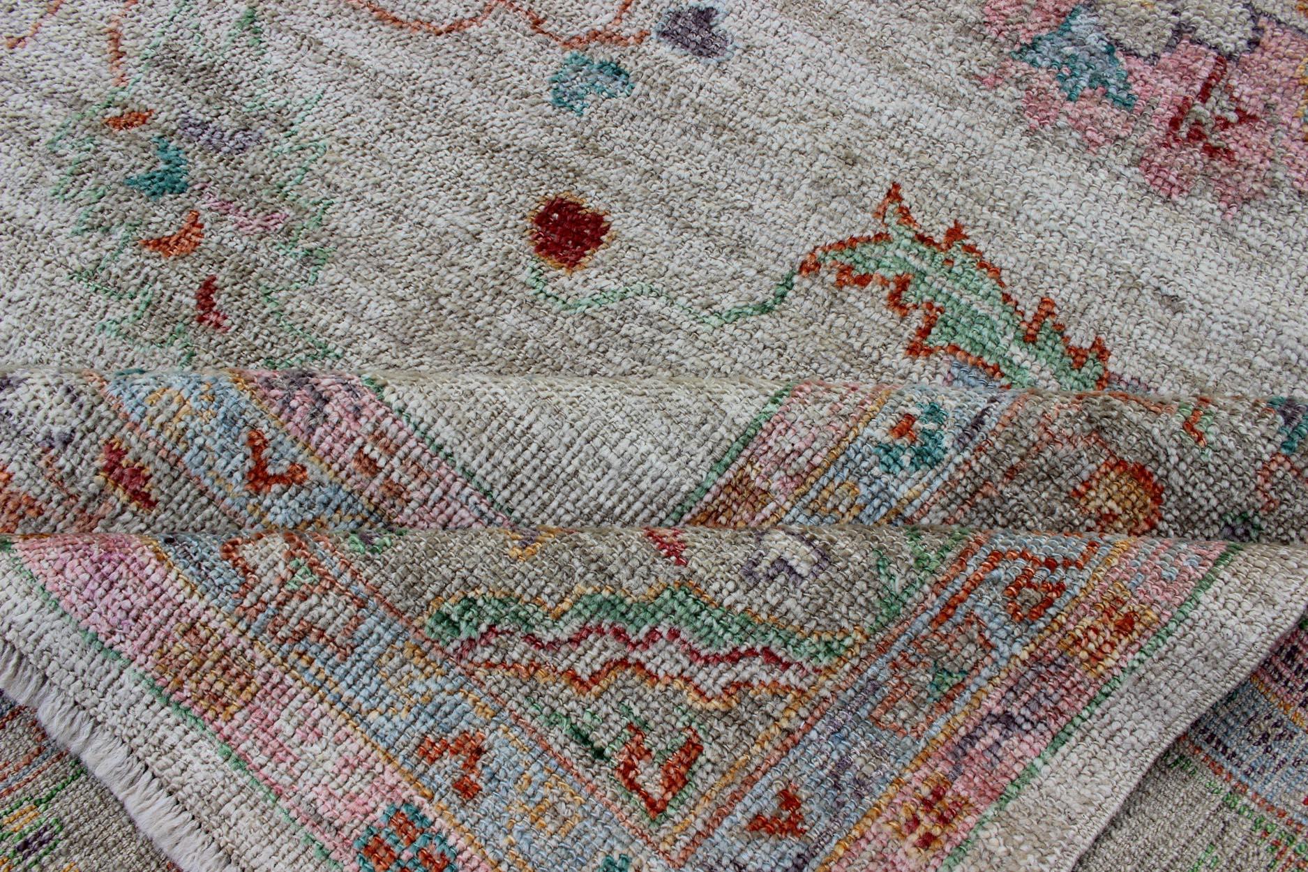 Angora Turkish Oushak Rug in Colorful Palette For Sale 6