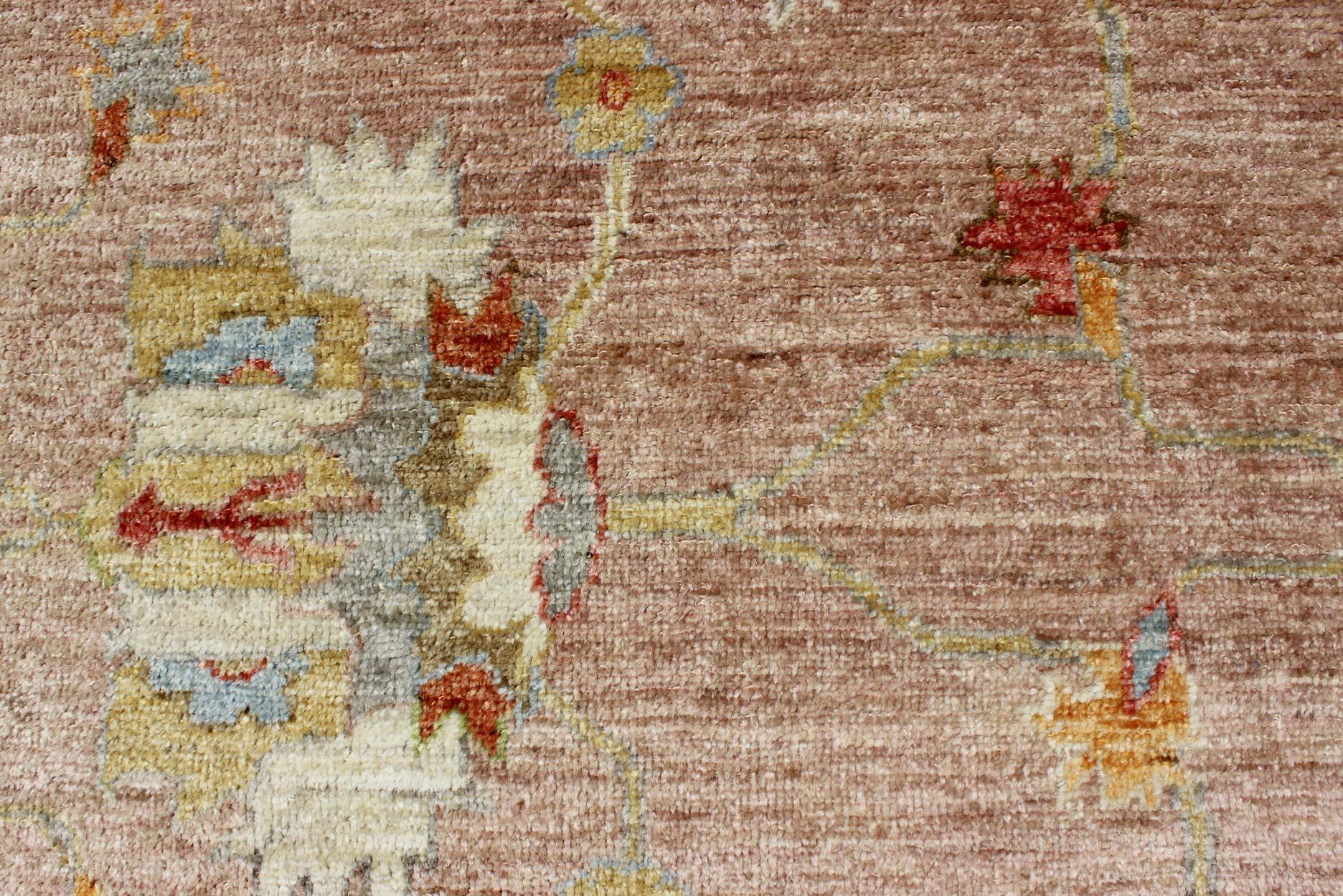 Large Angora Turkish Oushak Rug in Dusty Pink by Keivan Woven Arts 11' 8