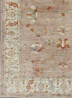 Large Angora Turkish Oushak Rug in Dusty Pink by Keivan Woven Arts 11' 8"X15 '4"