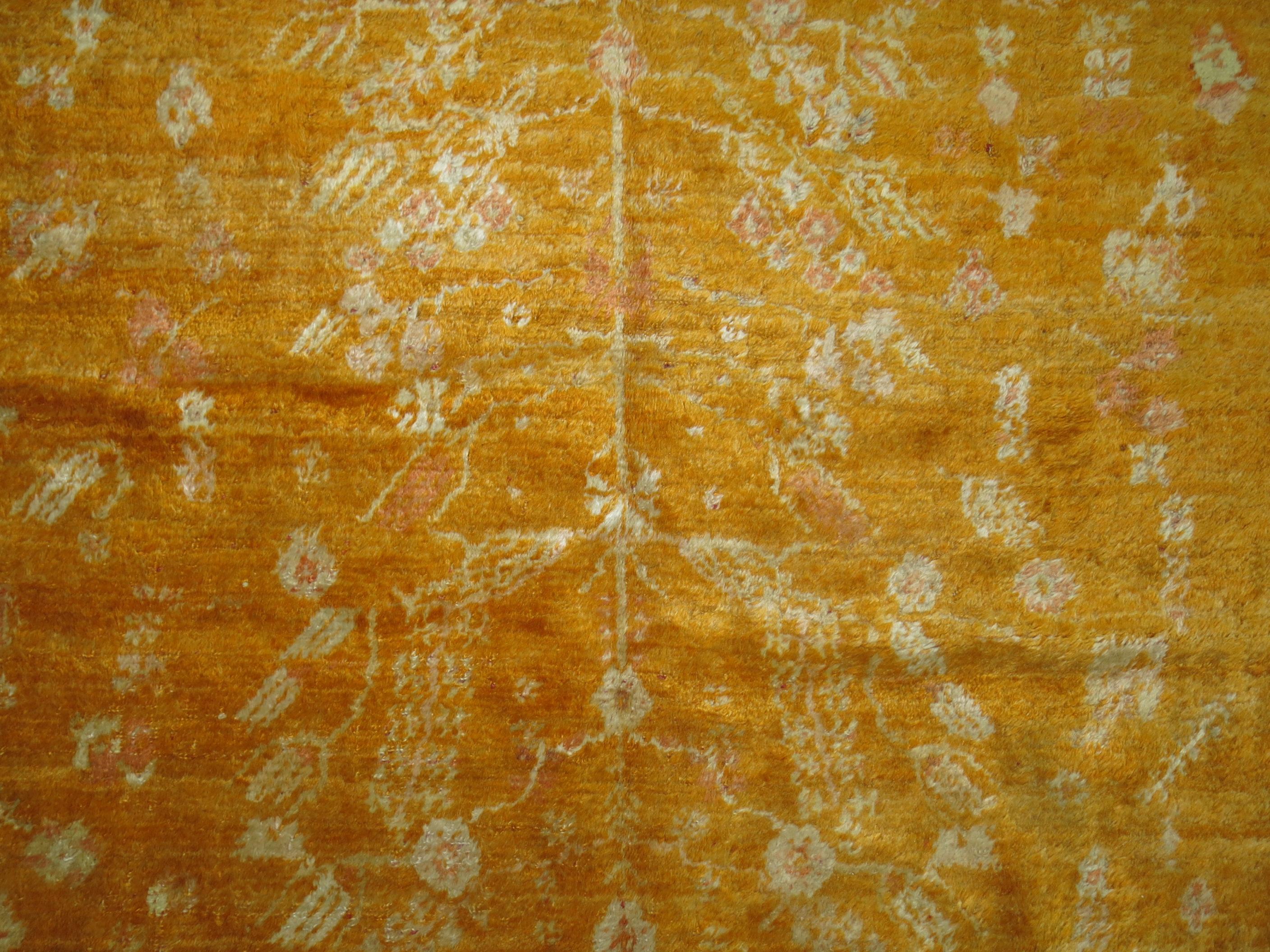 19th Century Angora Wool Oushak Rug For Sale