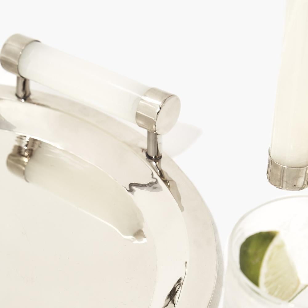 Organique Plateau moyen Angostura Silver & Cream Natural Onyx Stone en vente