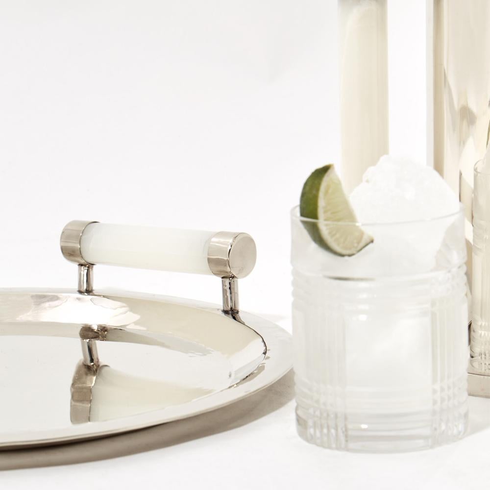 Argentin Plateau moyen Angostura Silver & Cream Natural Onyx Stone en vente