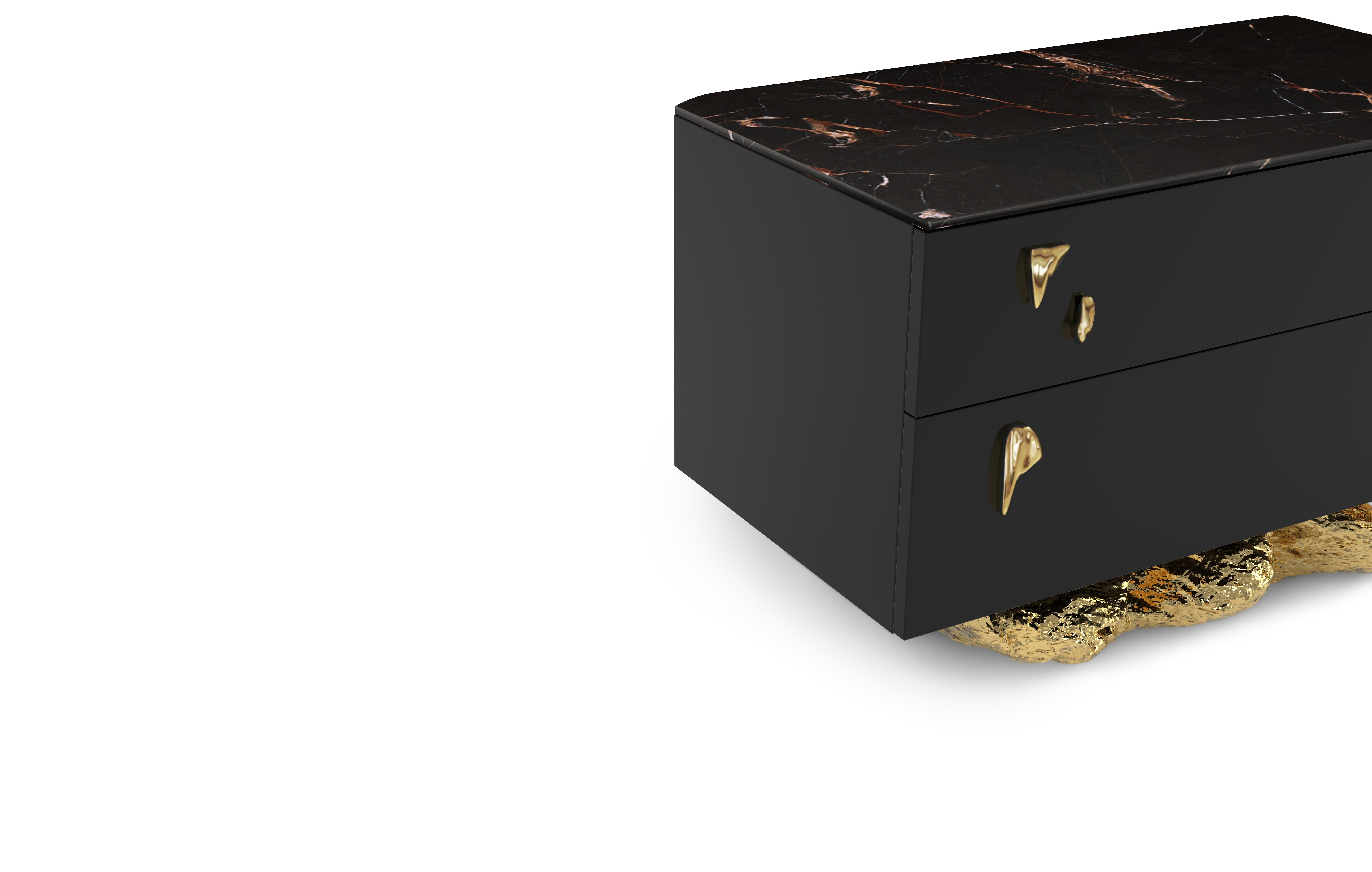 Portuguese Angra Big Nightstand - Hand-Crafted Lacquer Wood & Brass - Boca do Lobo For Sale